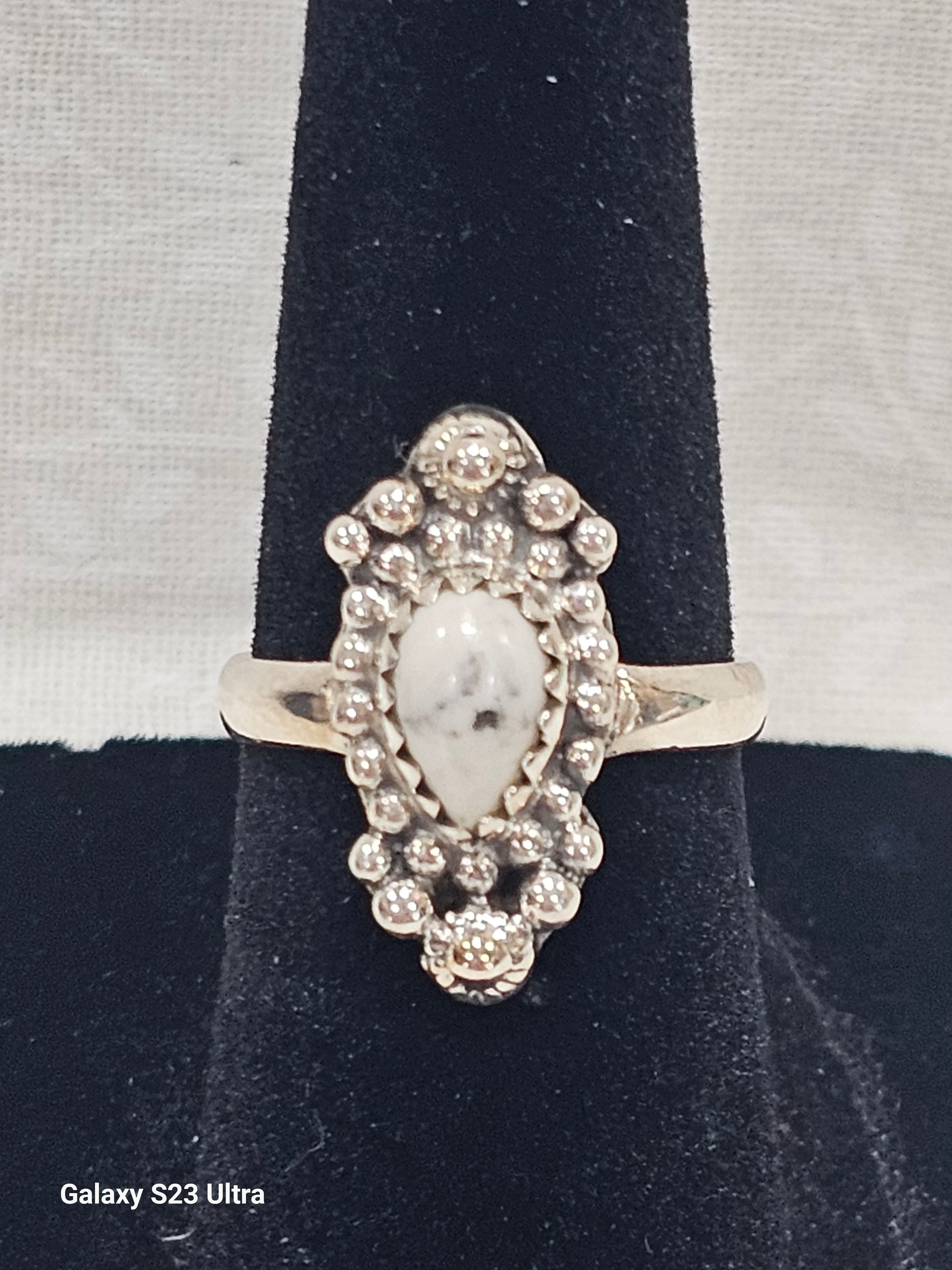 Sterling Silver White Buffalo Ring - Size 5