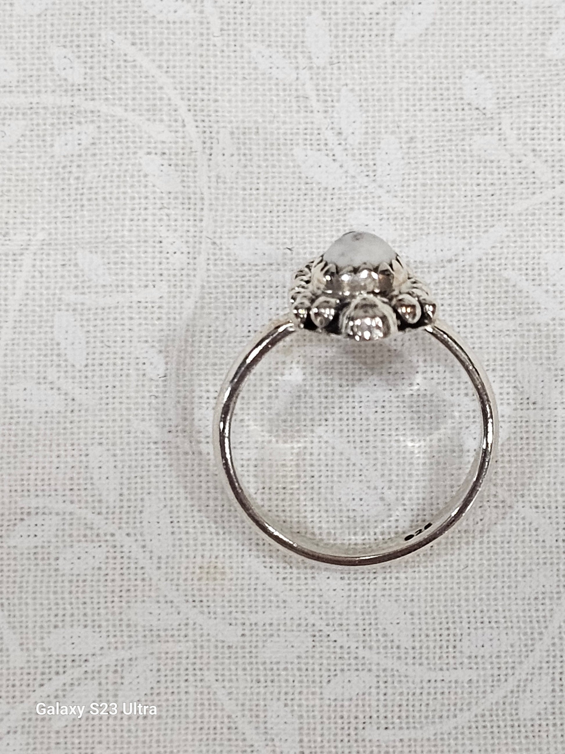 Sterling Silver White Buffalo Ring - Size 5