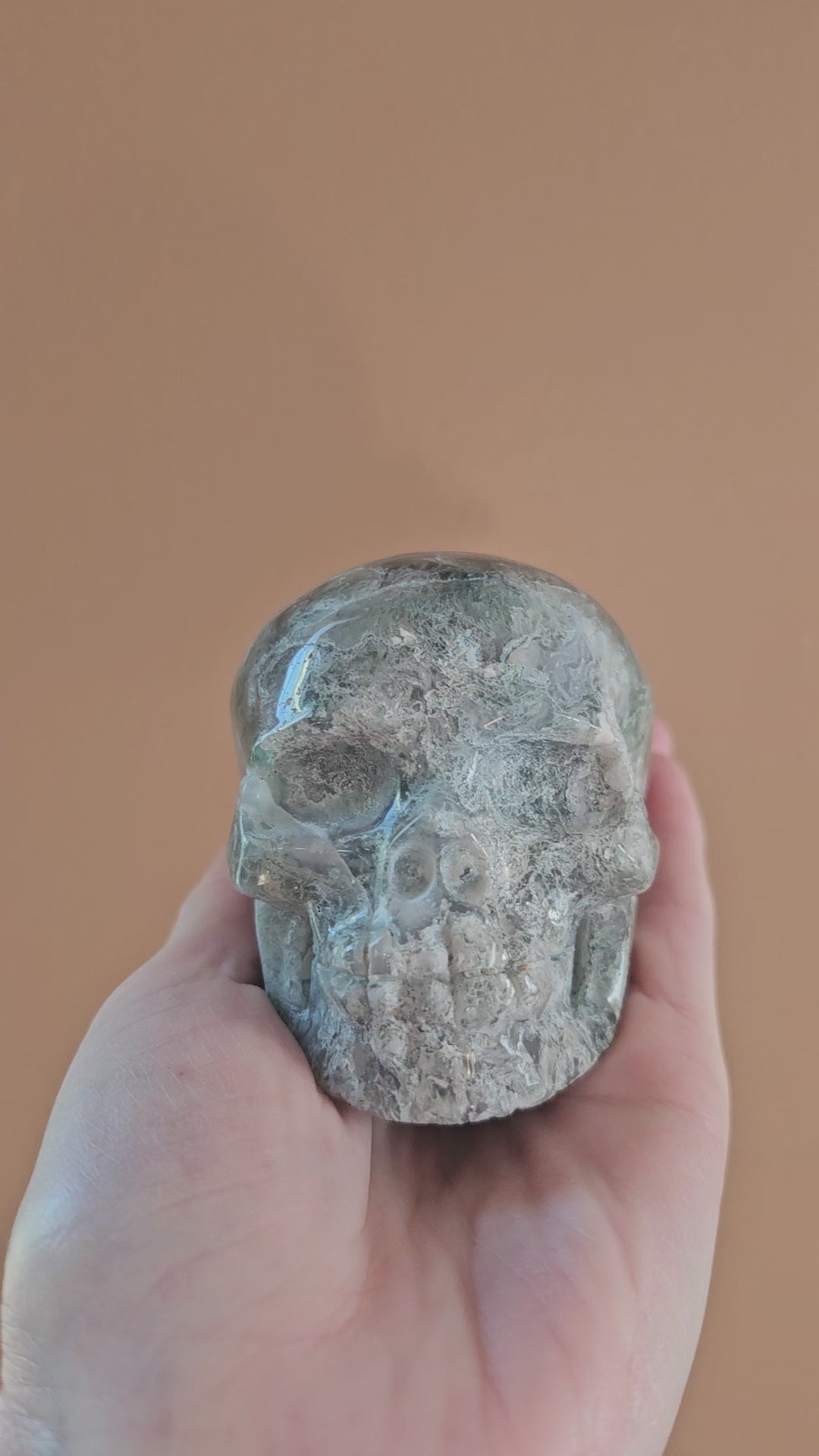 Moss Agate Crystal Skull 3.24 Inch