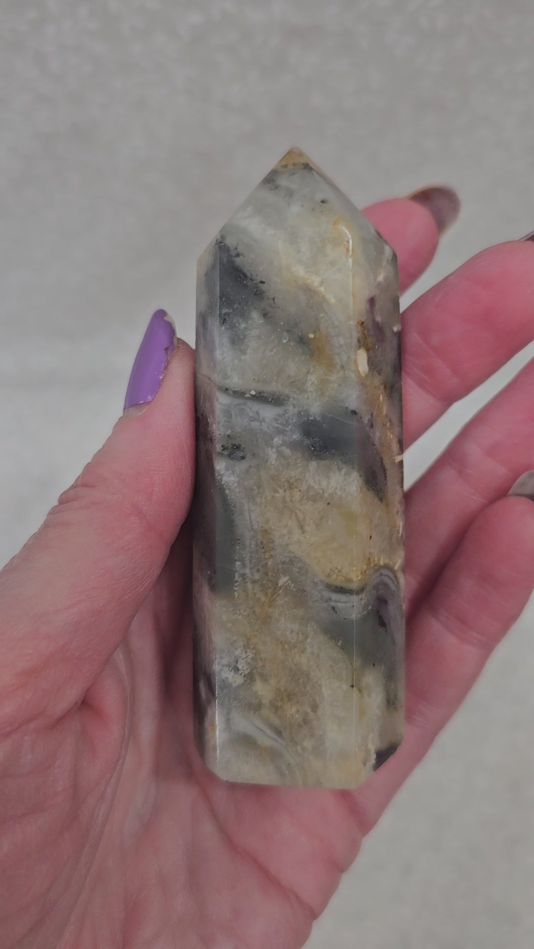 Moss Agate Crystal Tower