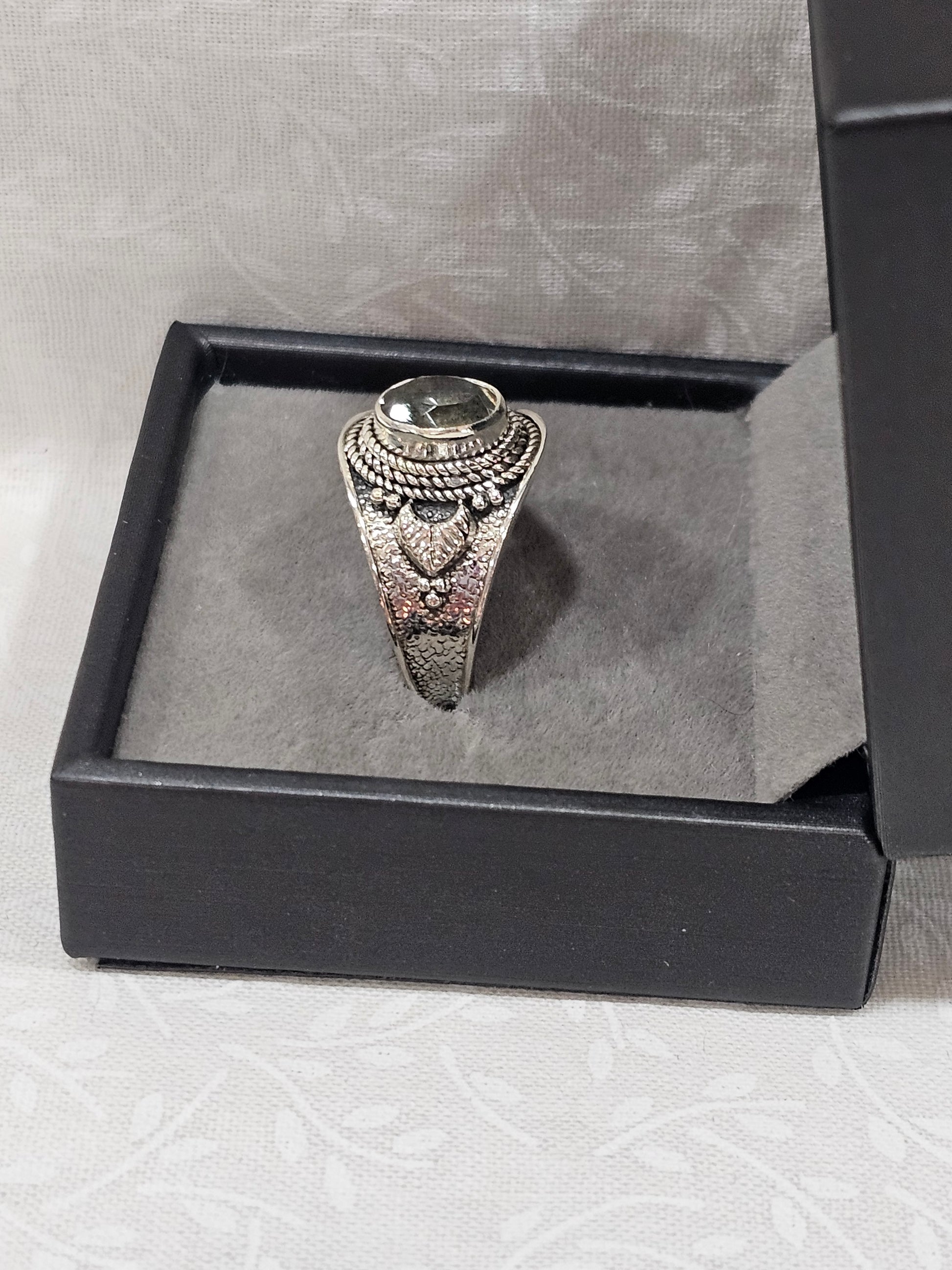 Sterling Silver White Topaz Gemstone Ring - Size 9