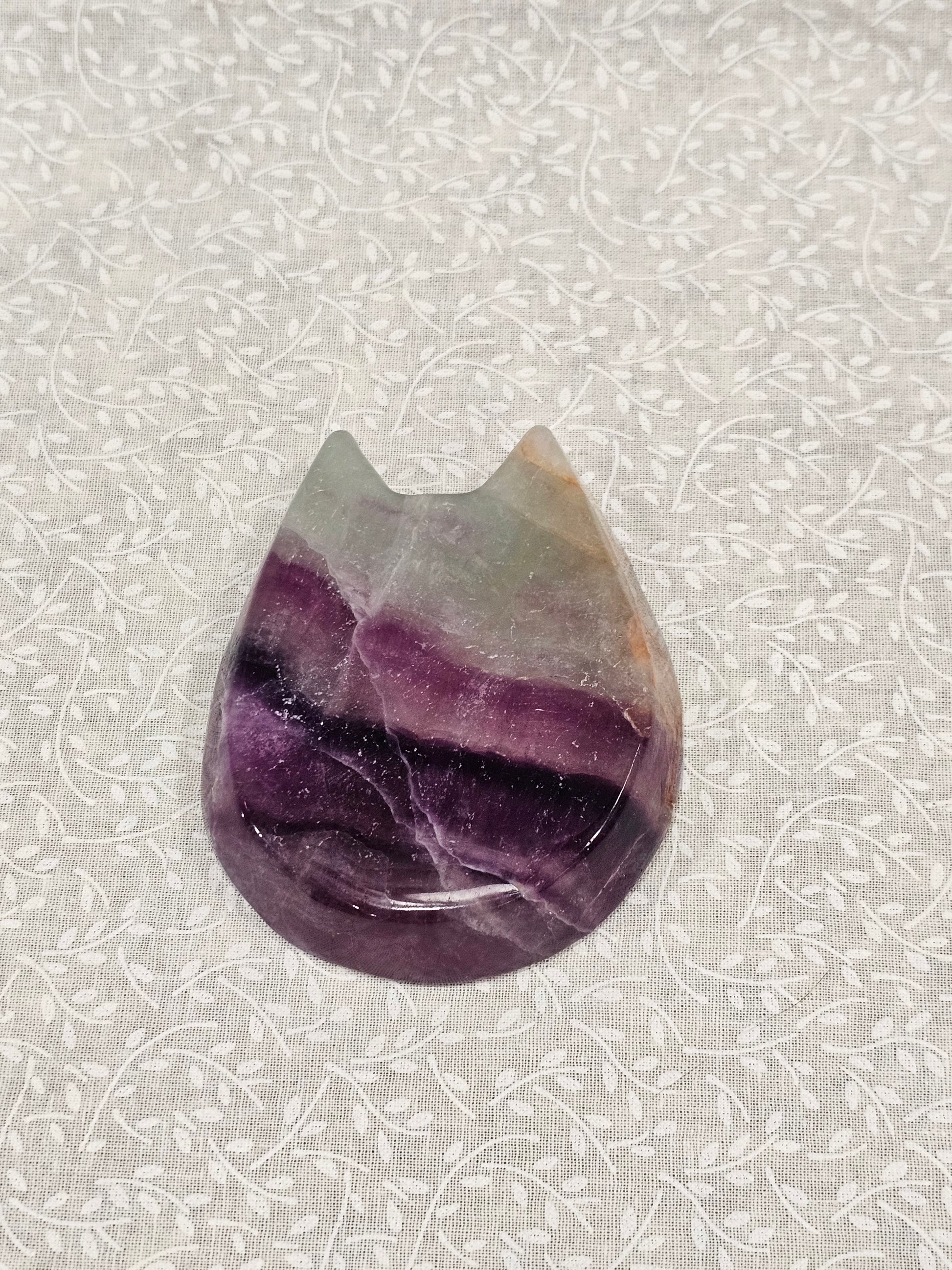 Rainbow Fluorite Crystal Cat Bowl