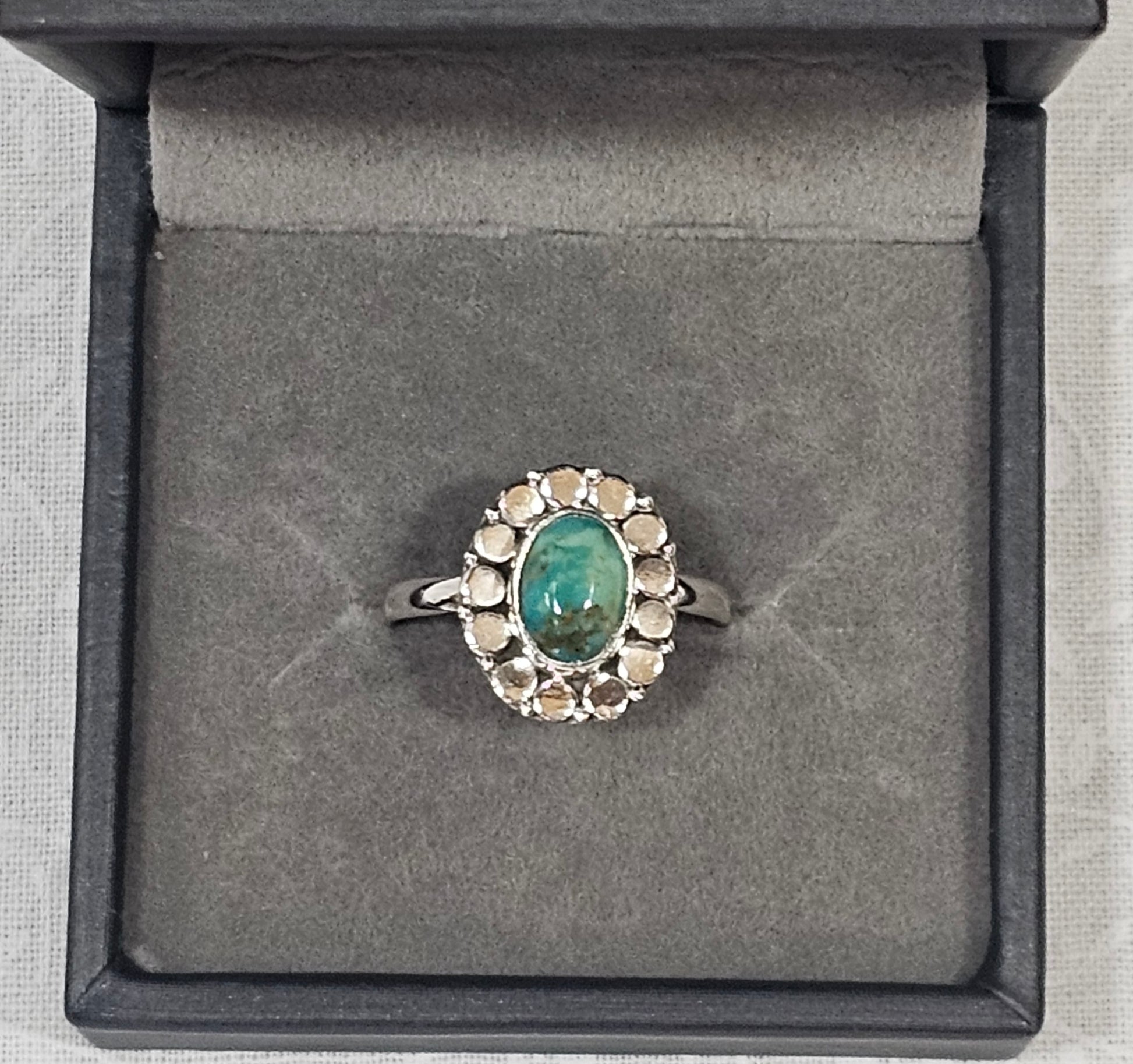 Sterling Silver Turquoise Gemstone Ring Southwestern Style - Size 7