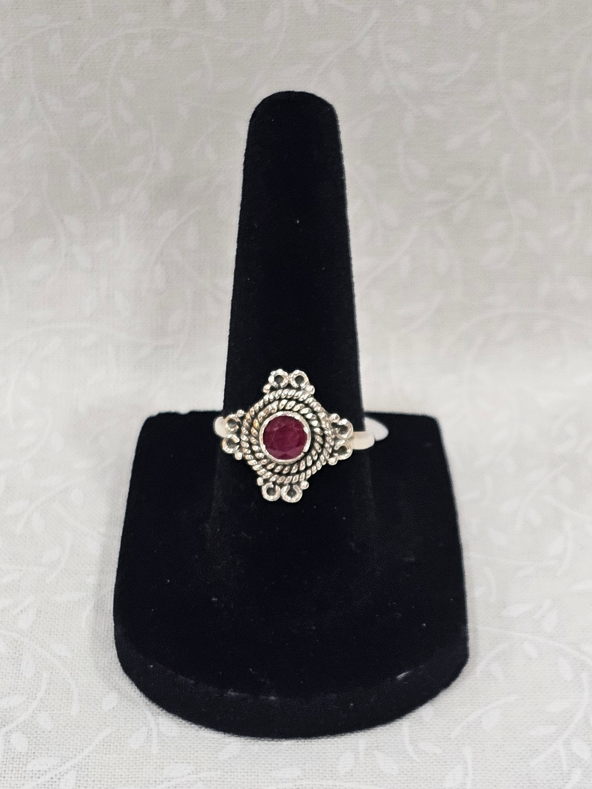 Sterling Silver Ruby Gemstone Ring 6
