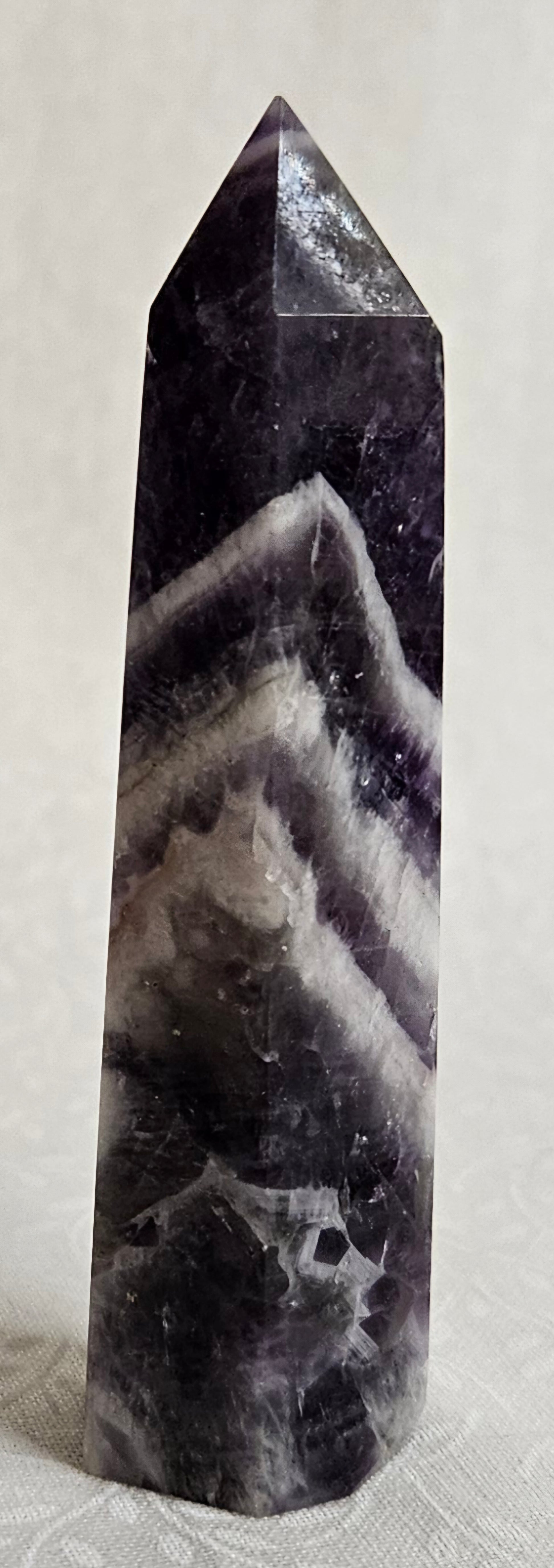 Chevron Amethyst Crystal Tower - Natural Stone