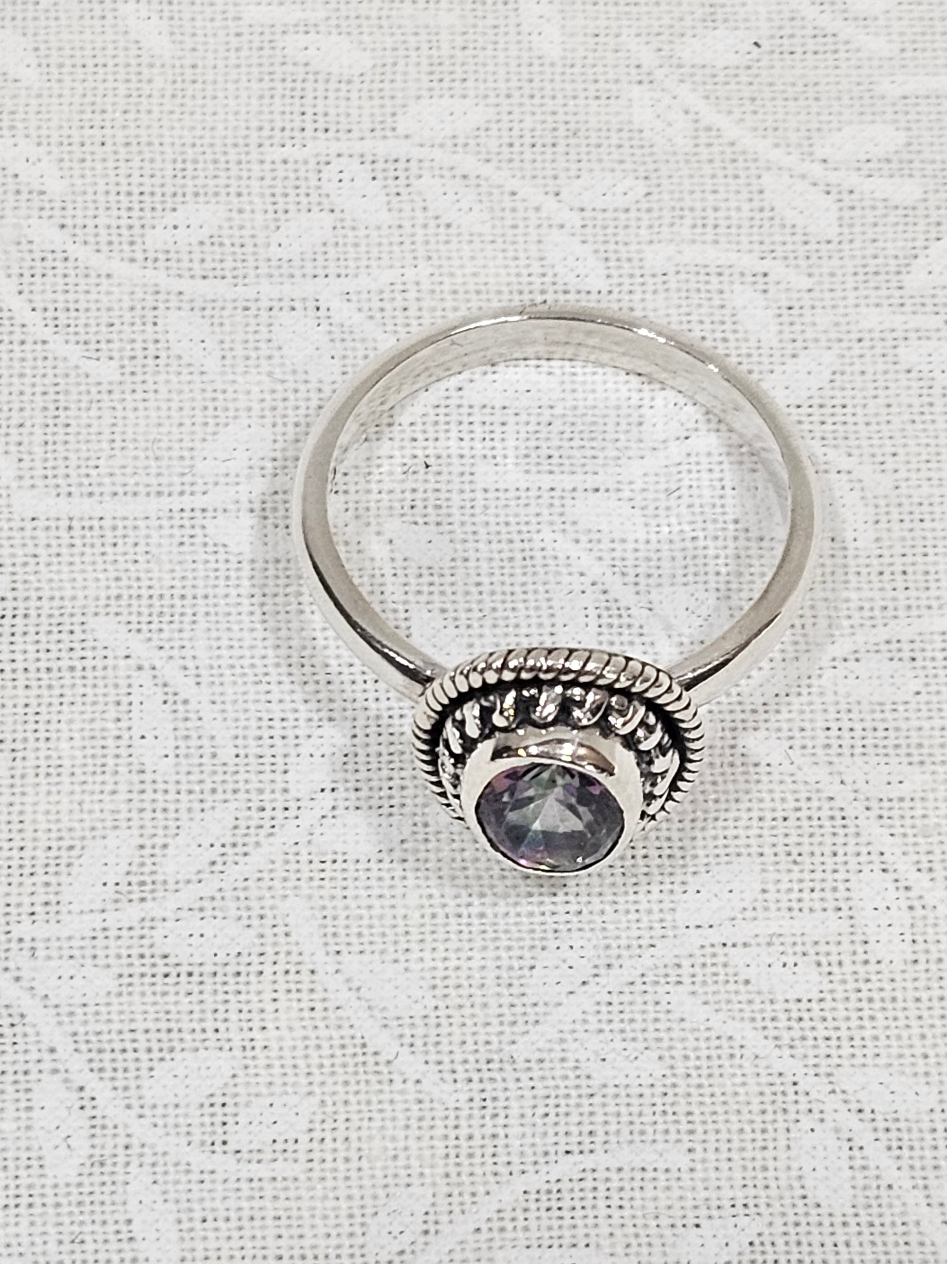 Mystic Topaz Sterling Silver Ring Size 7.5 - Rainbow Energy Stone