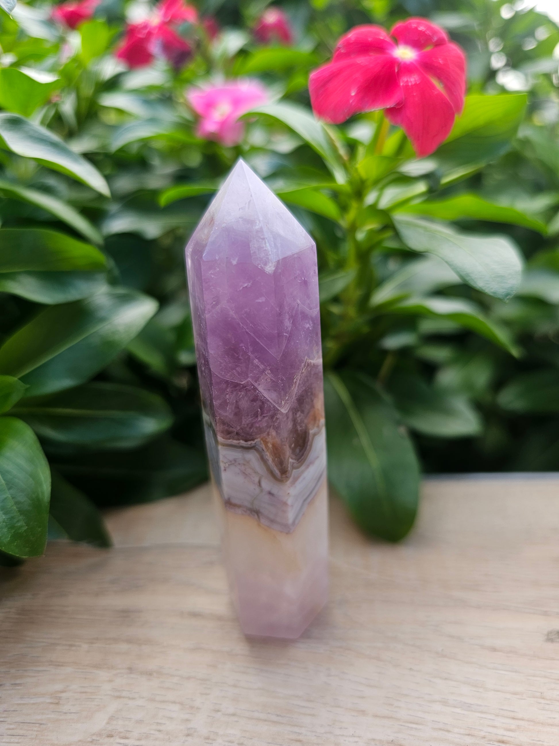 Amethyst Crazy Lace Agate Crystal Tower - Natural Healing Stone