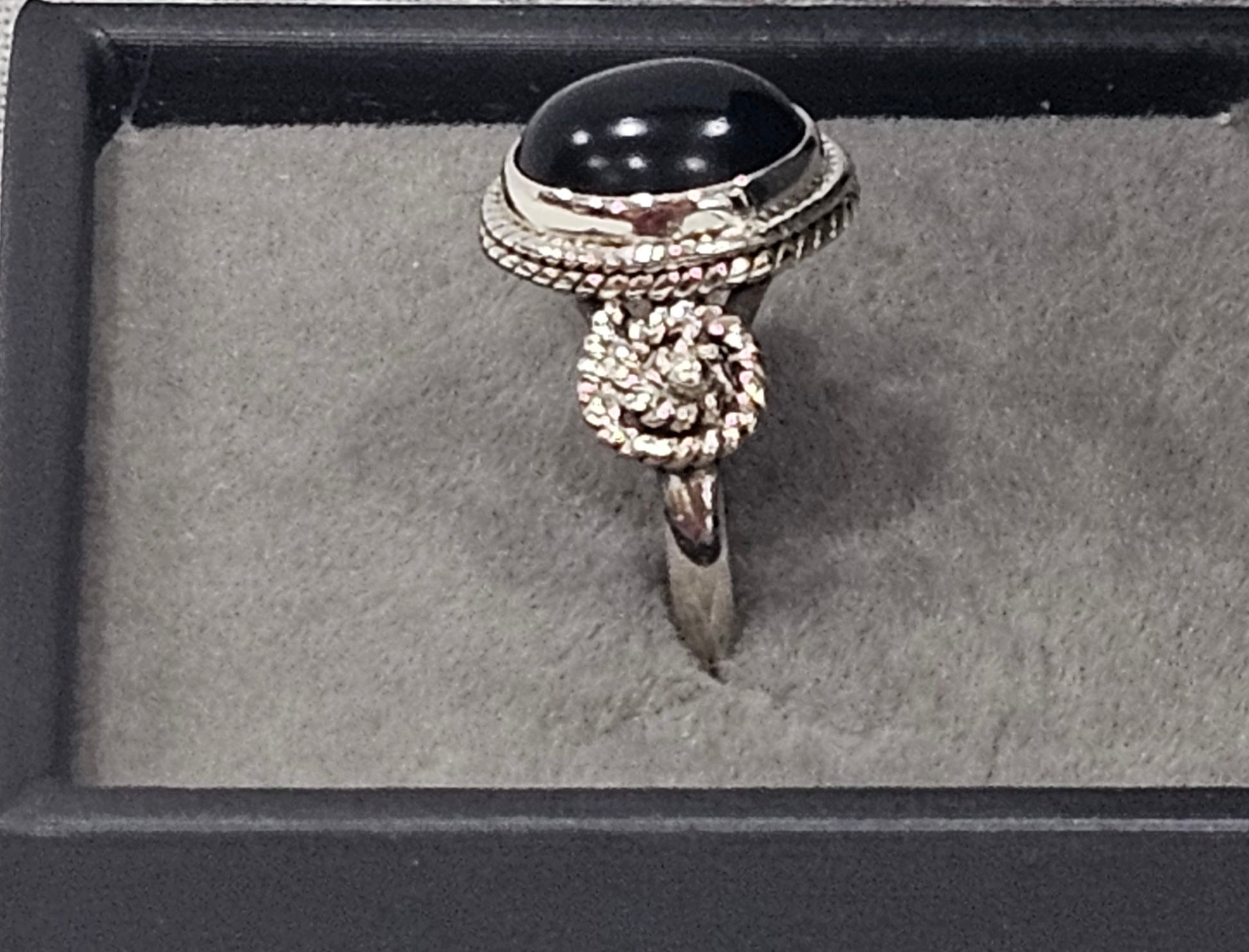 Sterling Silver Black Onyx Gemstone Ring - Size 7