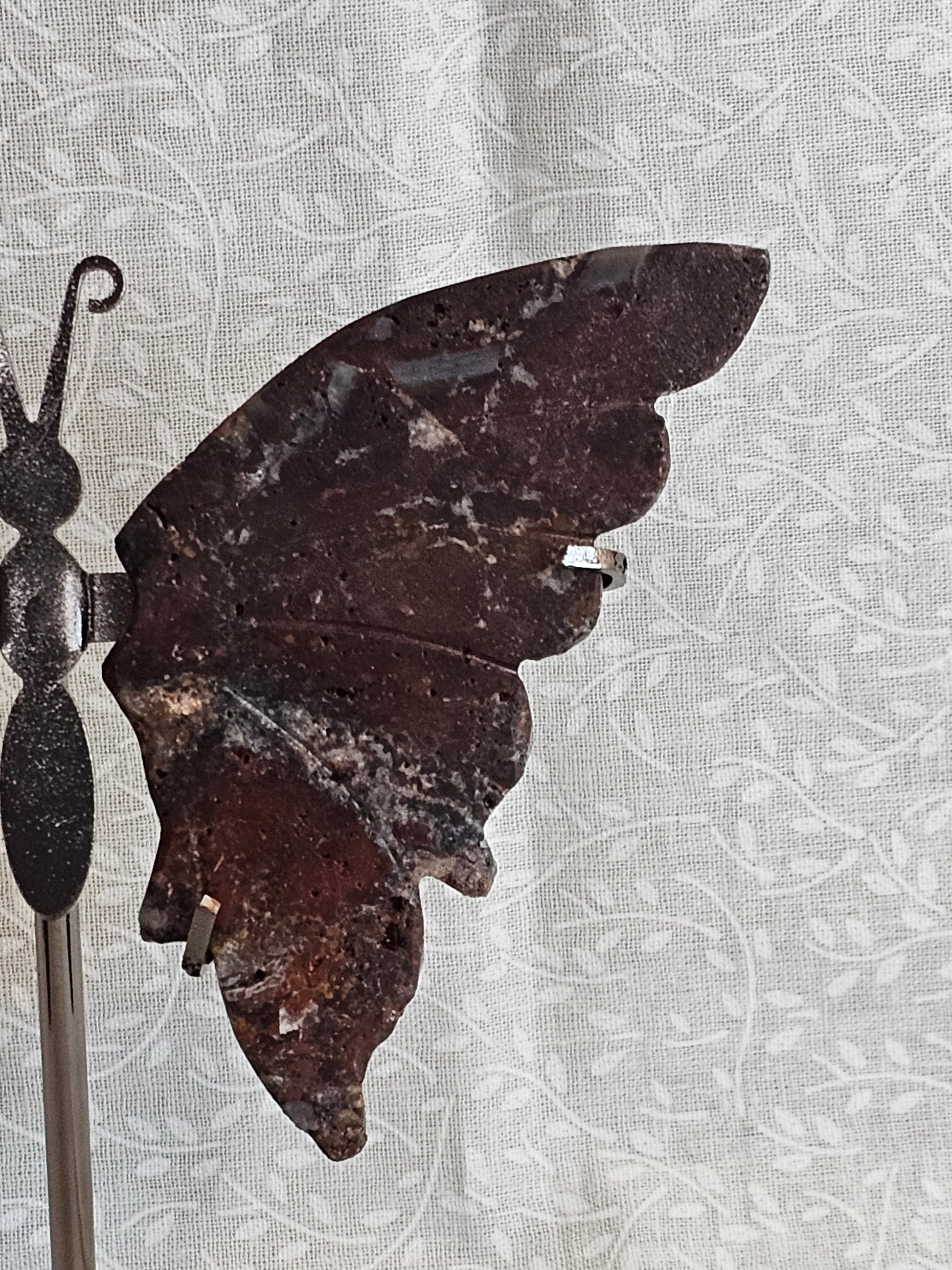 Ocean Jasper Crystal Butterfly Wings with Stand - 5 Inch Natural Stone Decor