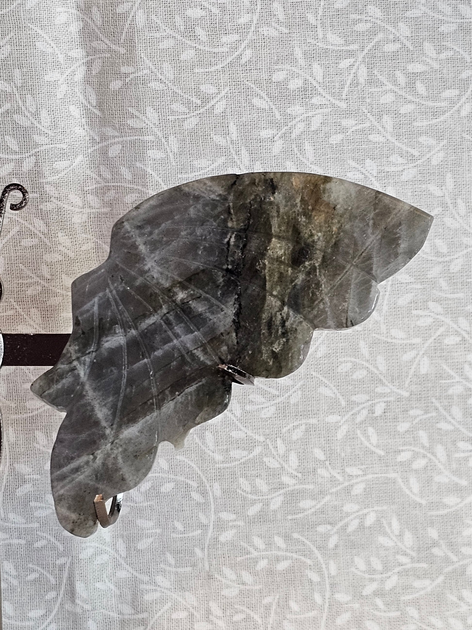 Labradorite Crystal Butterfly Wings with Stand - 5 Inch Natural Stone Decor