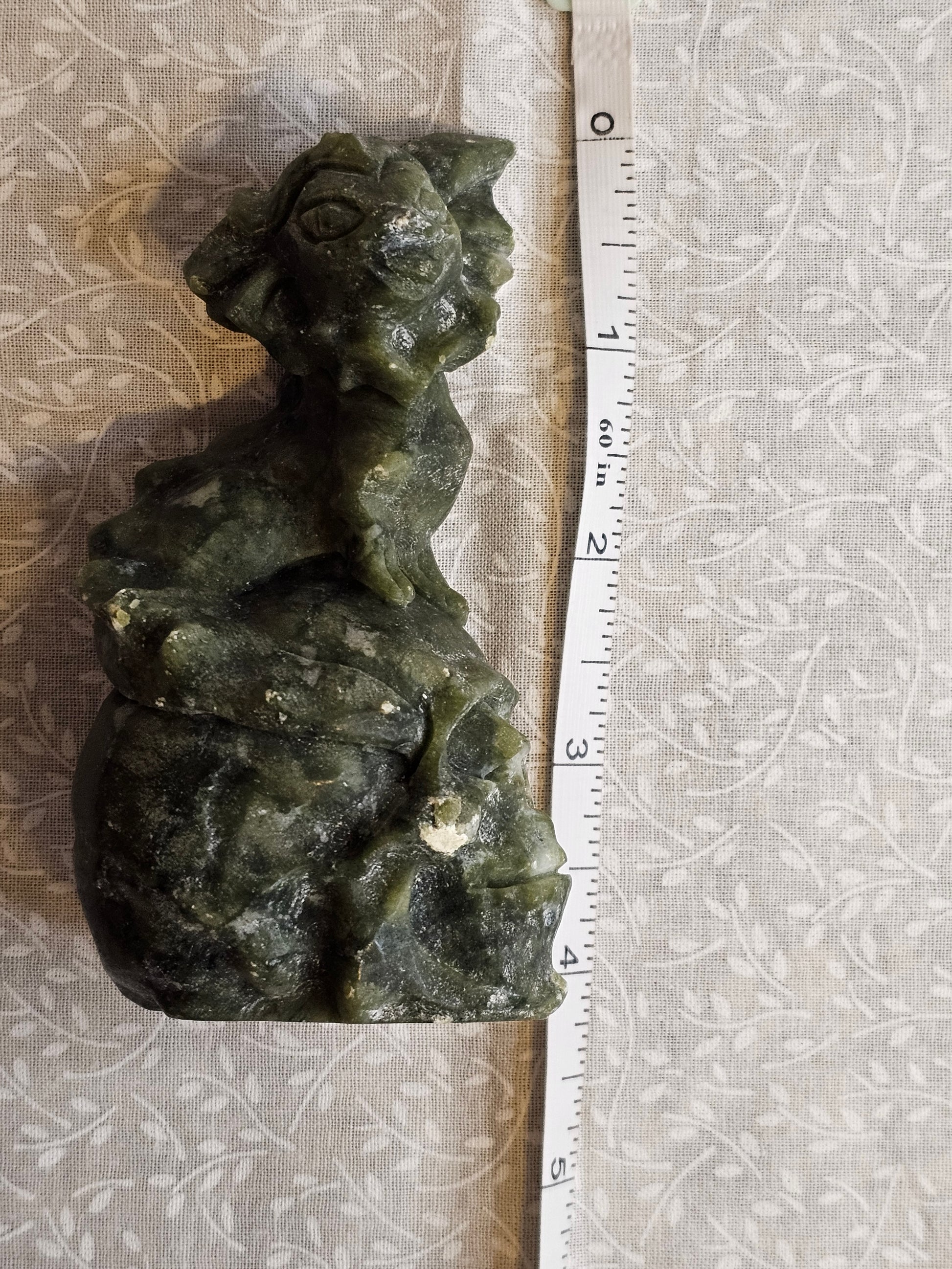 Jade Skull & Dragon Crystal Figurine