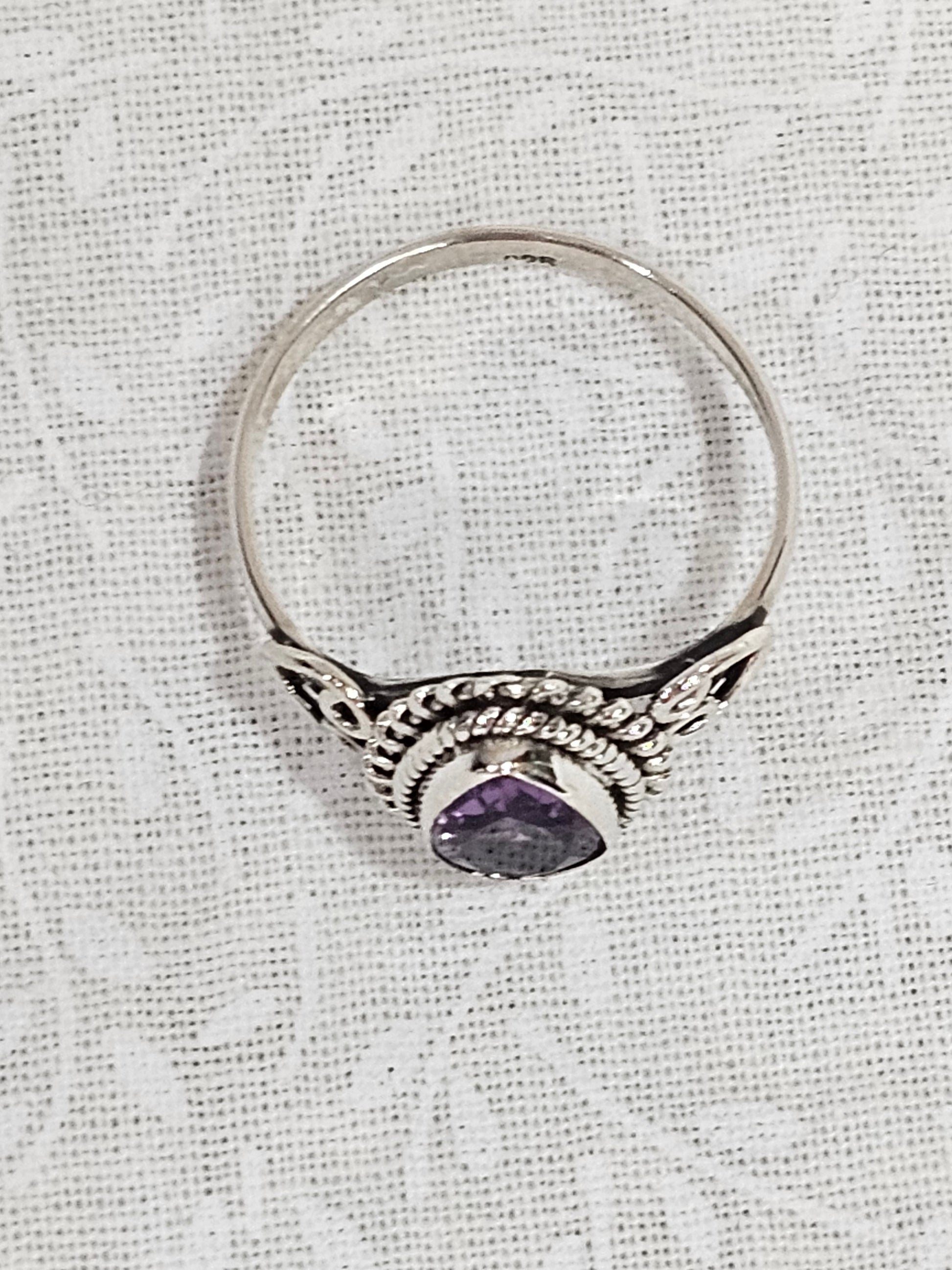 Sterling Silver Amethyst Healing Ring Emotional Balance - Size 8