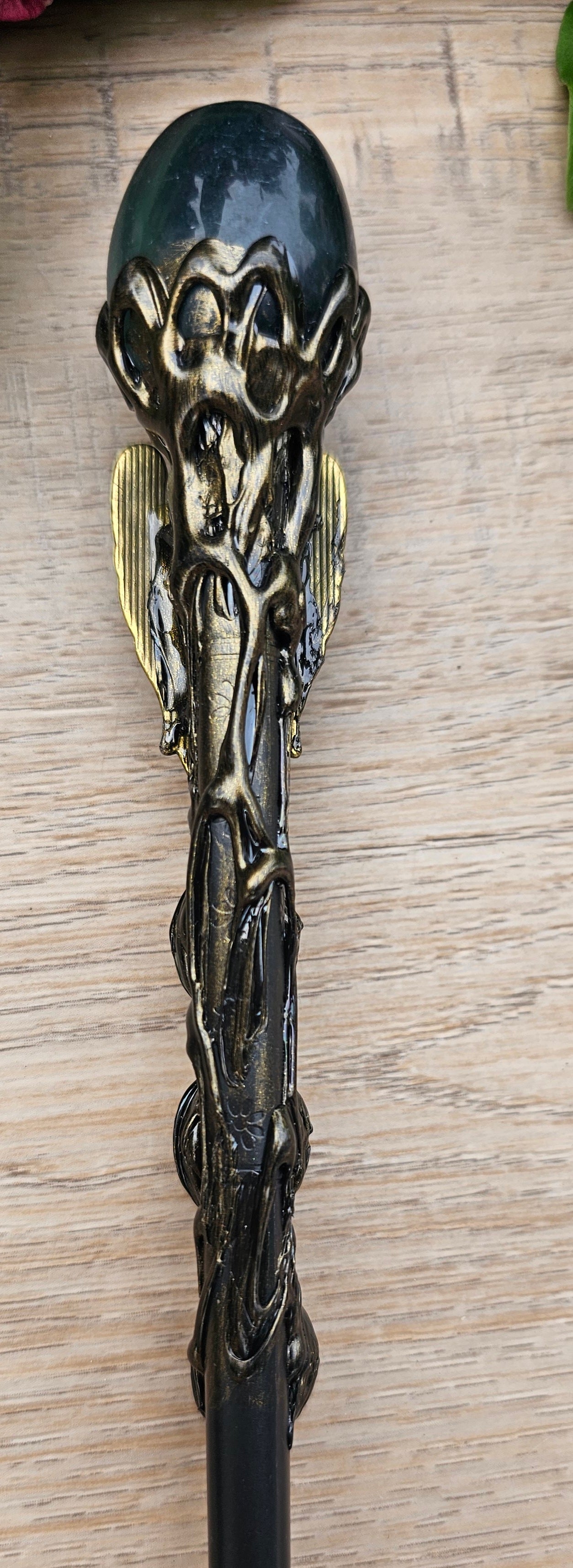 Jade Crystal Magic Wand with Angel's Wings