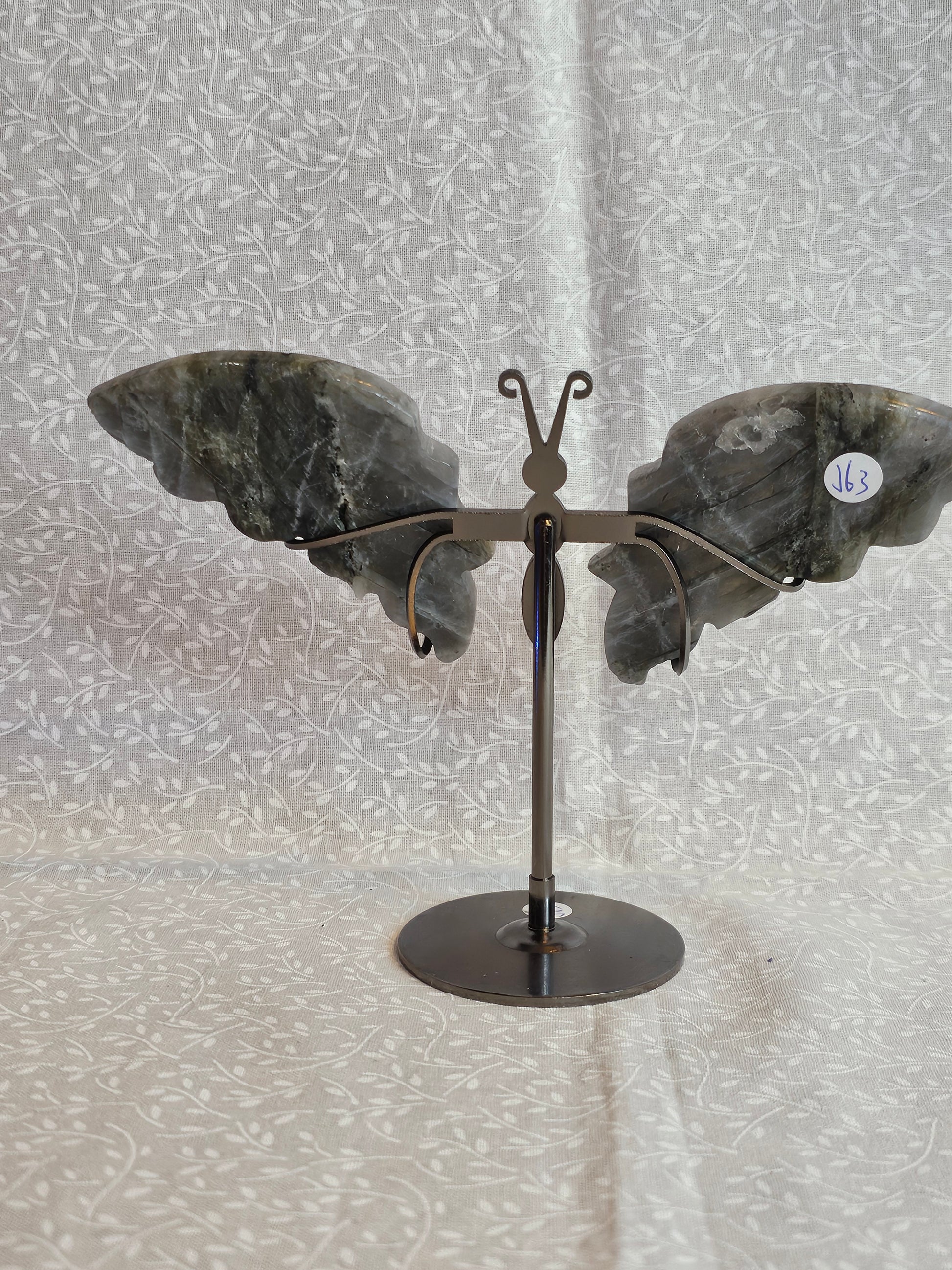 Labradorite Crystal Butterfly Wings with Stand - 5 Inch Natural Stone Decor