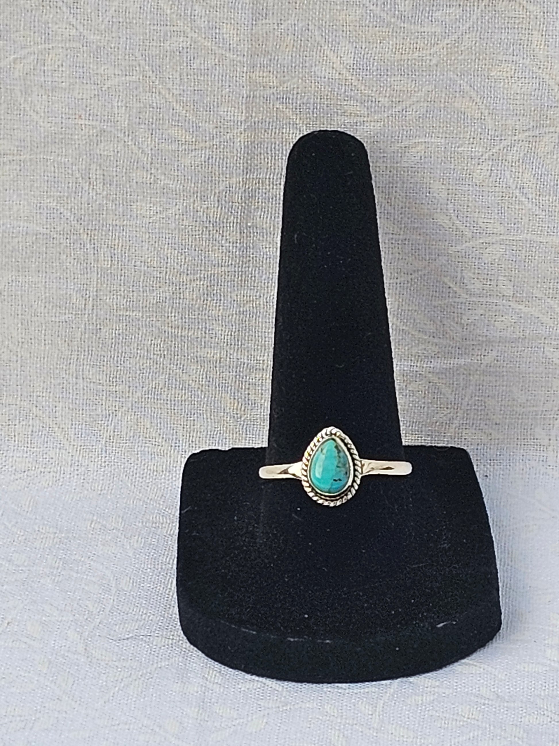 Sterling Silver Turquoise Gemstone Ring Vibrant Blue - Size 8