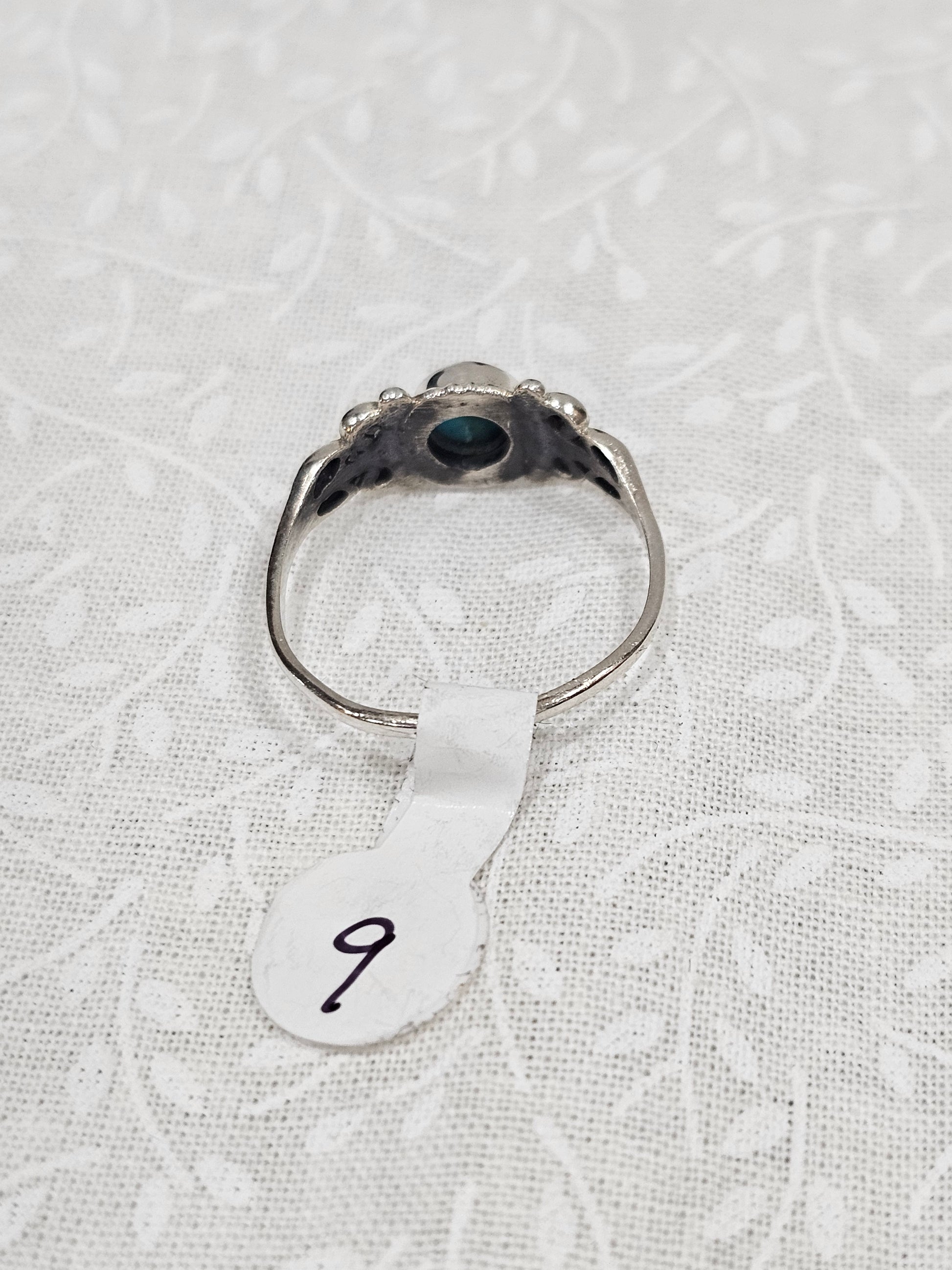 Sterling Silver Turquoise Gemstone Ring - Size 9