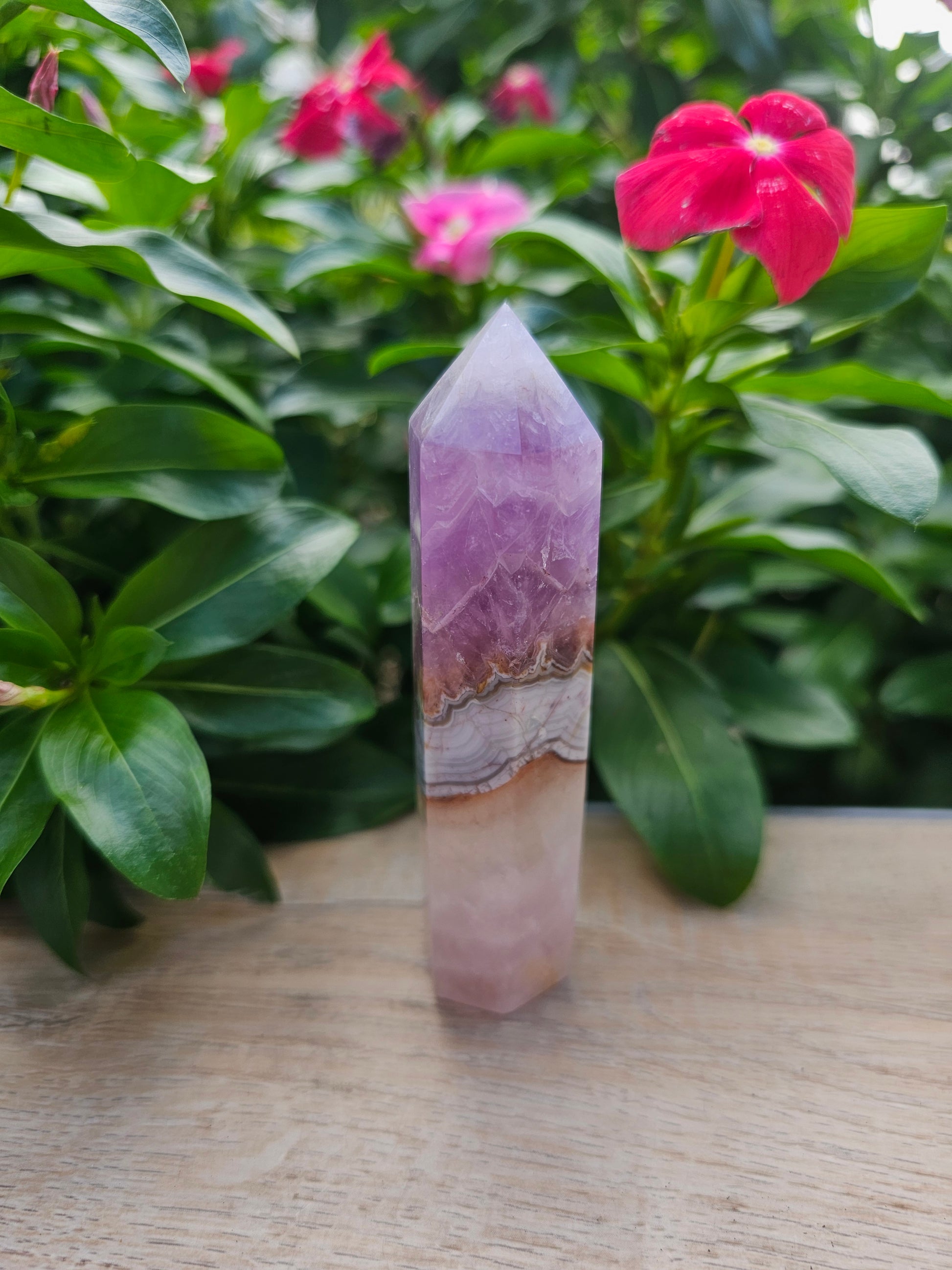 Amethyst Crazy Lace Agate Crystal Tower - Natural Healing Stone