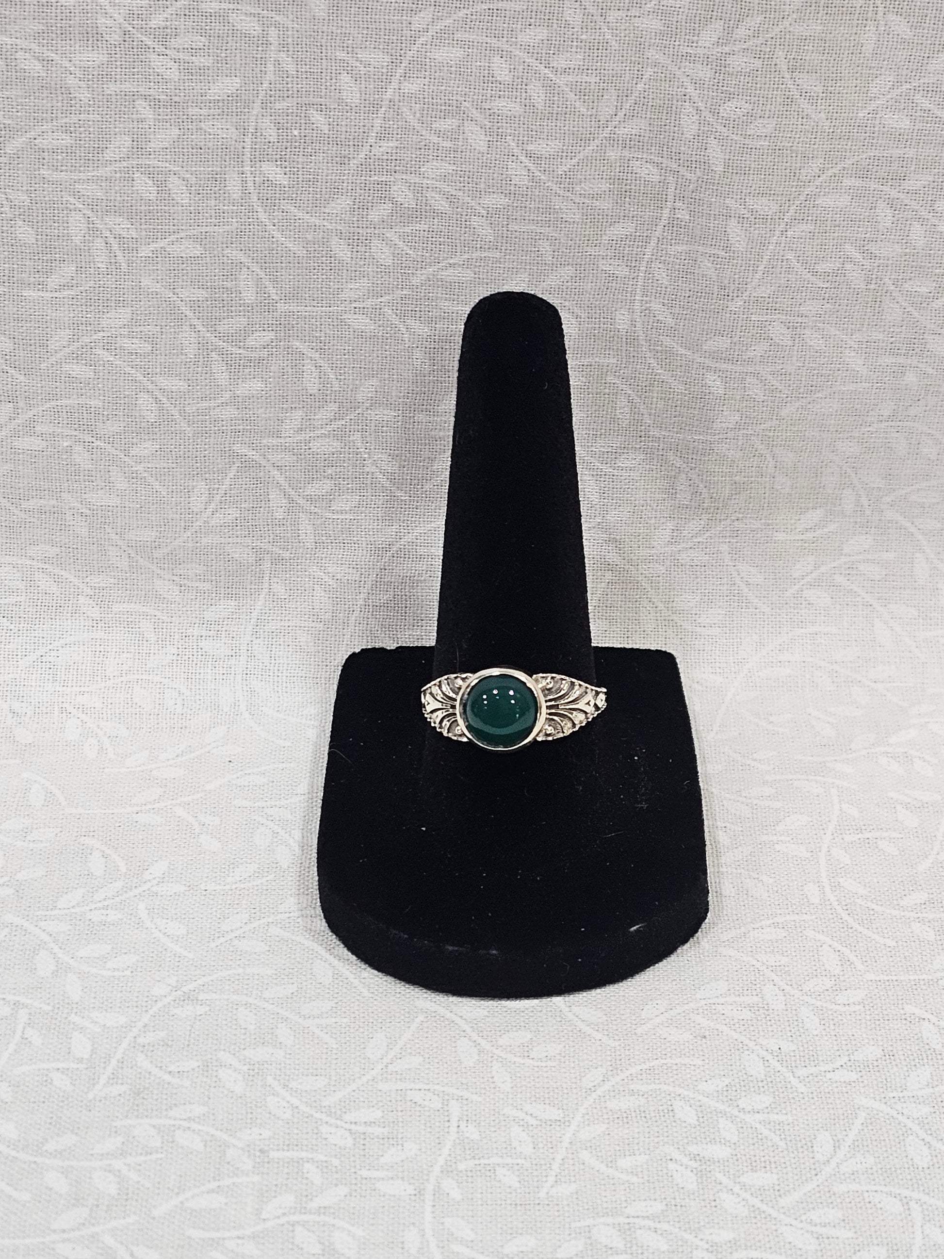 Sterling Silver Emerald Prosperity Ring - Size 7.5