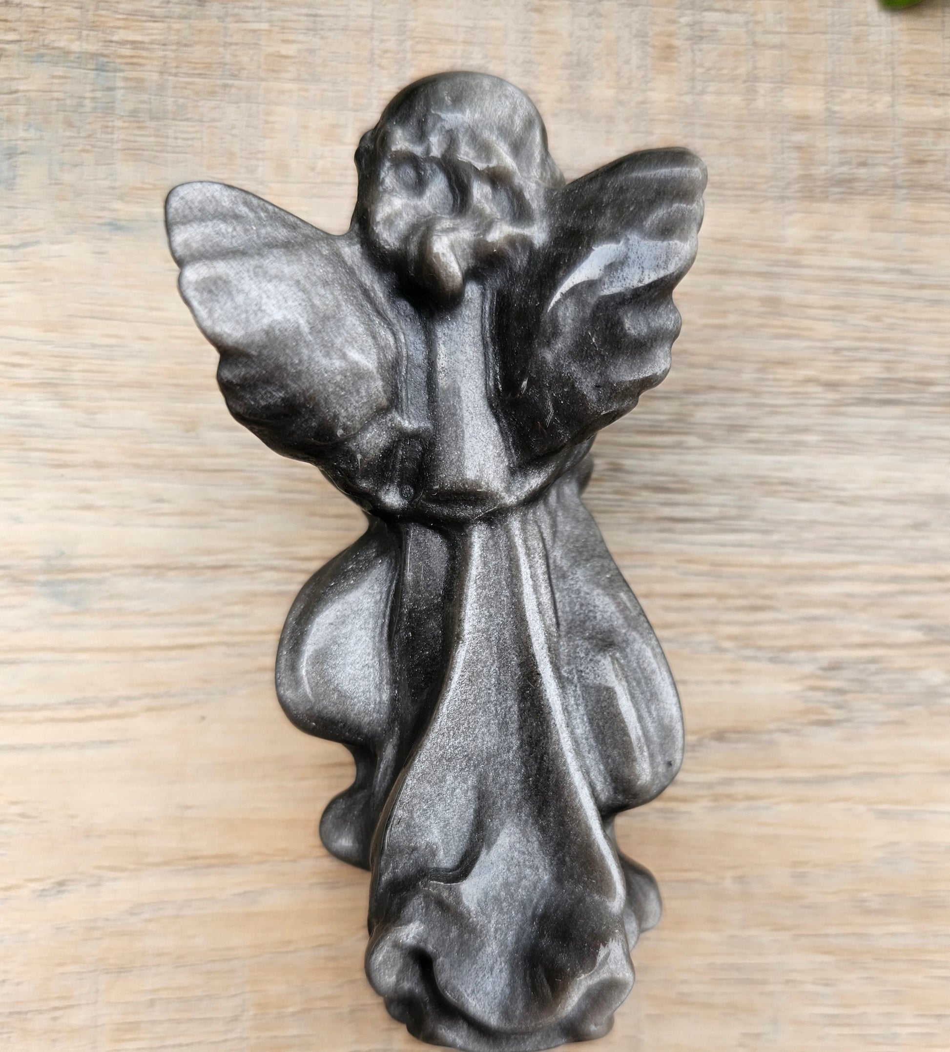 Silver Black Sheen Obsidian Crystal Angel