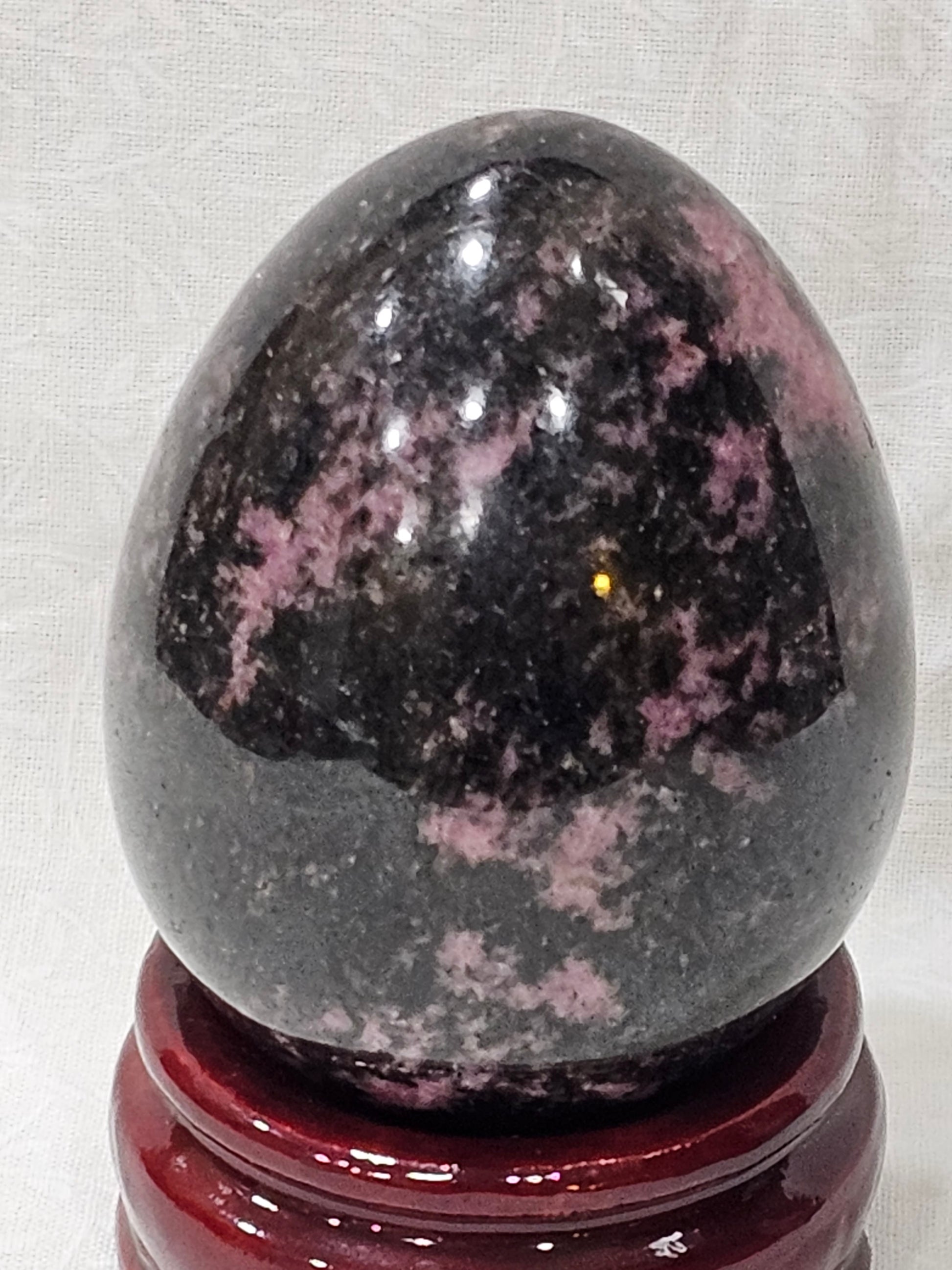 Rhodonite Crystal Egg - Natural Stone