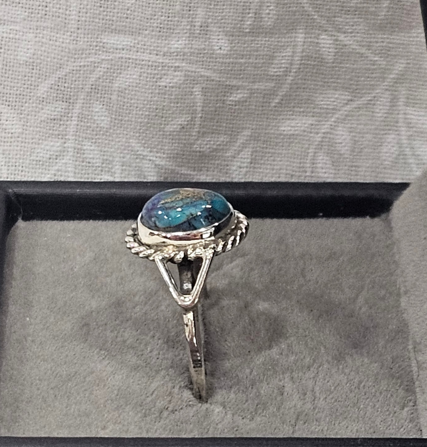 Sterling Silver Dahlia Turquoise Ring - Size 8