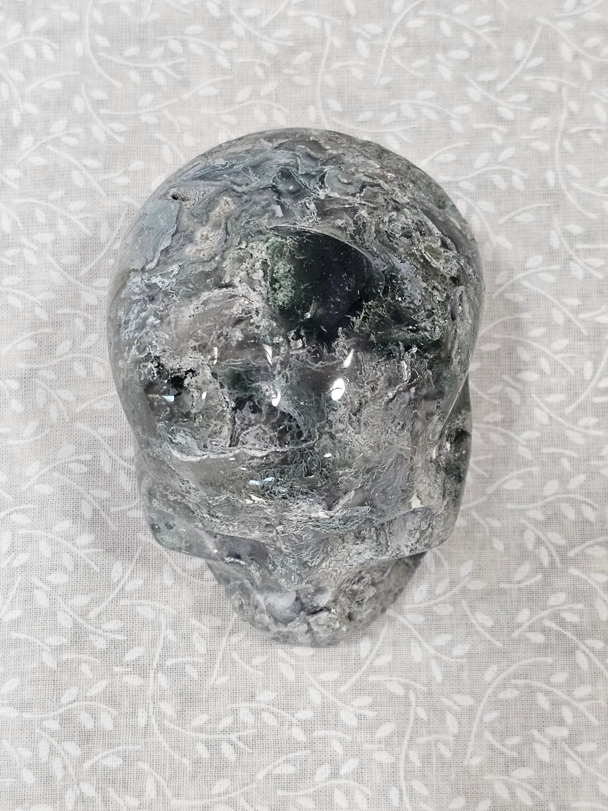 Moss Agate Crystal Skull 3.24 Inch
