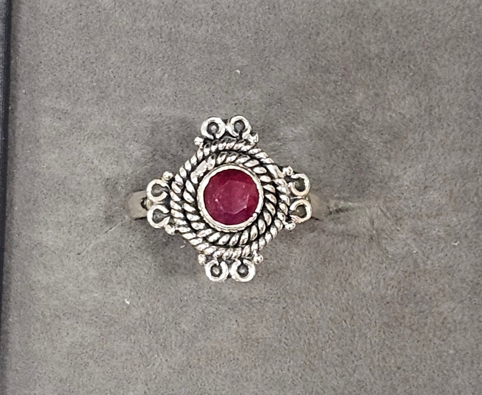 Sterling Silver Ruby Gemstone Ring 6