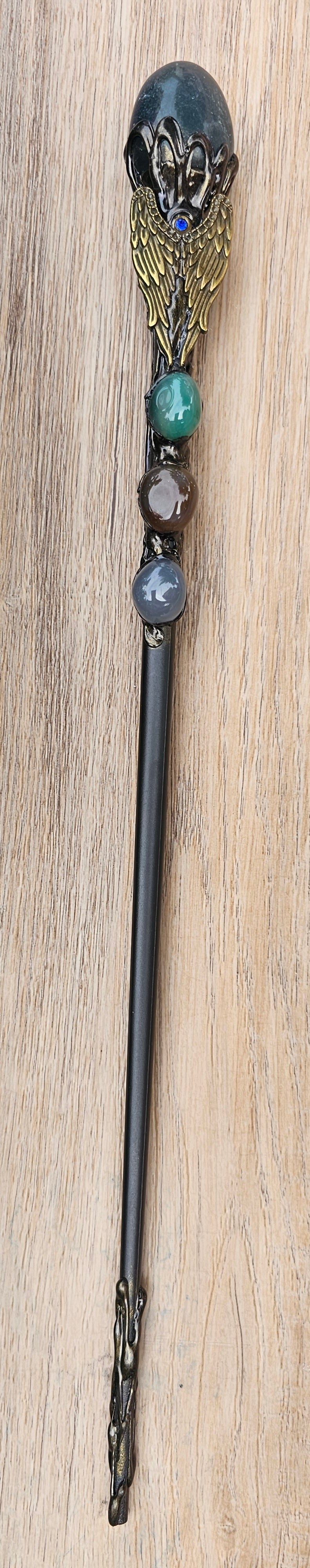 Jade Crystal Magic Wand with Angel's Wings