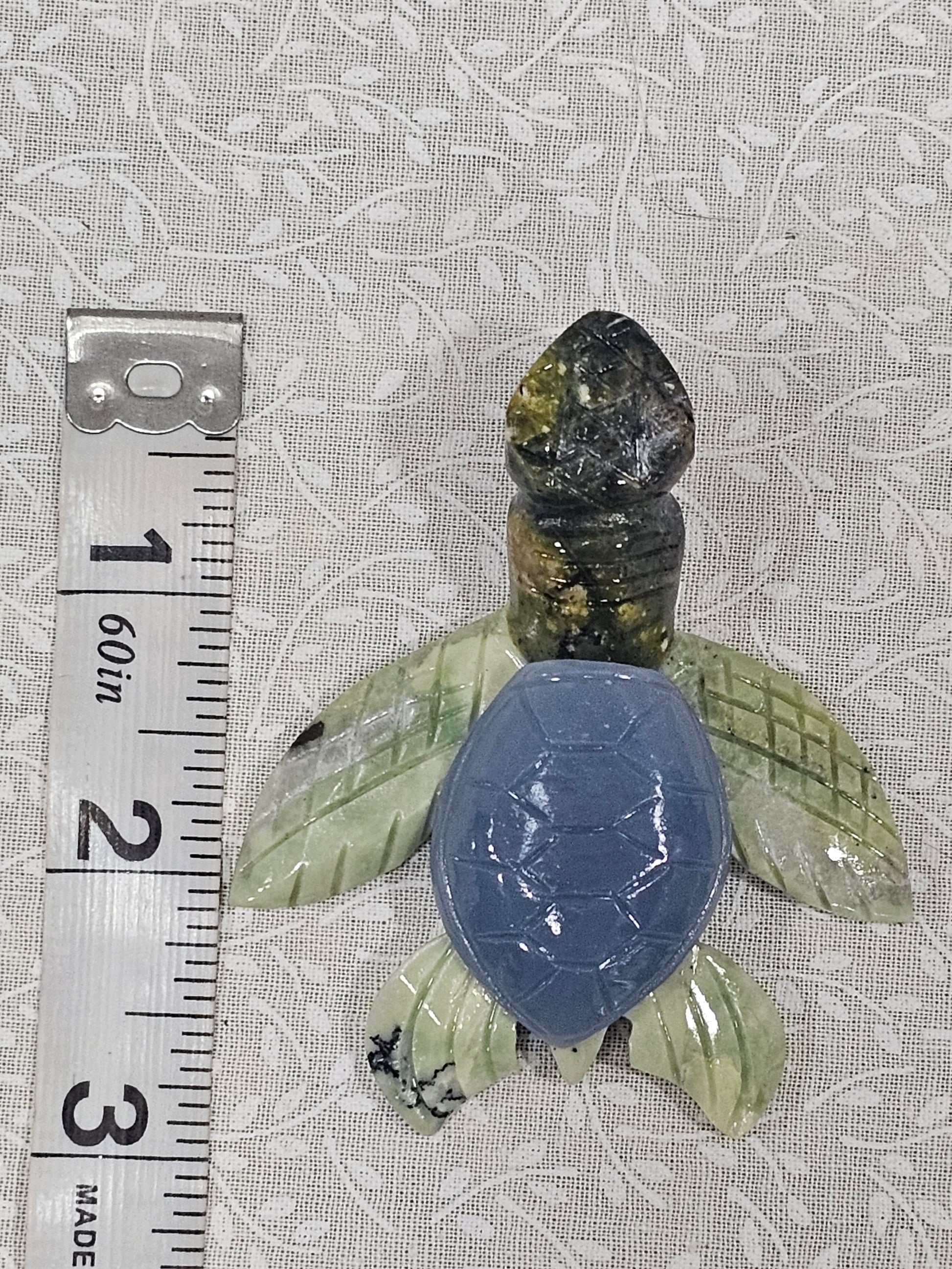 Serpentine & Angelite Crystal Turtle 3 Inch