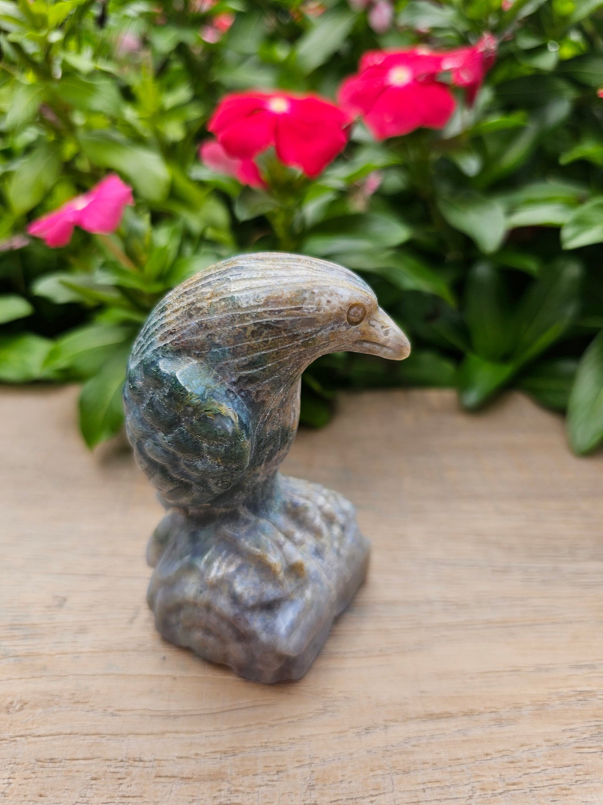 Ocean Jasper Crystal Eagle - Hand-Carved Healing Stone Figurine