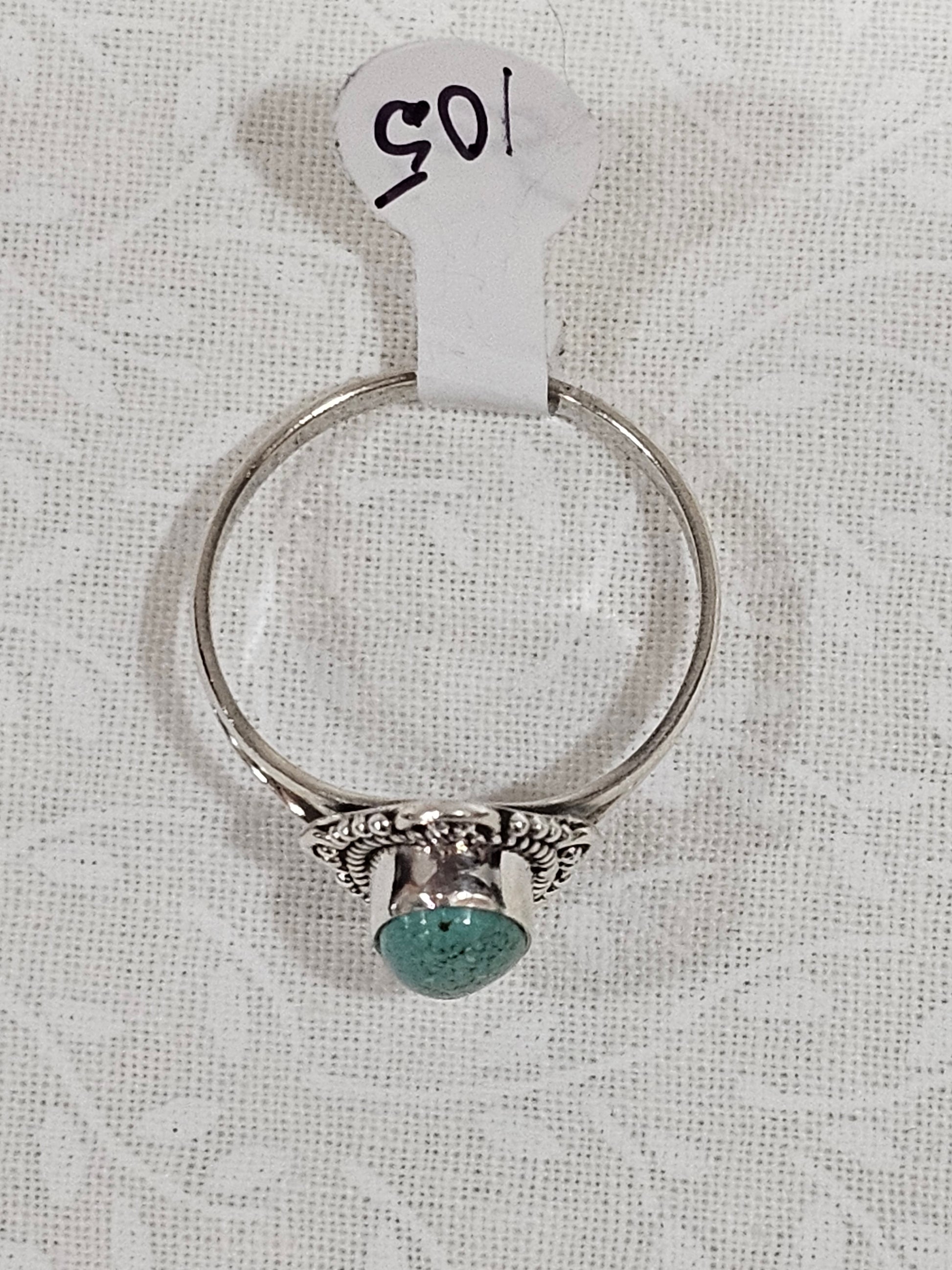 Sterling Silver Turquoise Gemstone Ring 10.5