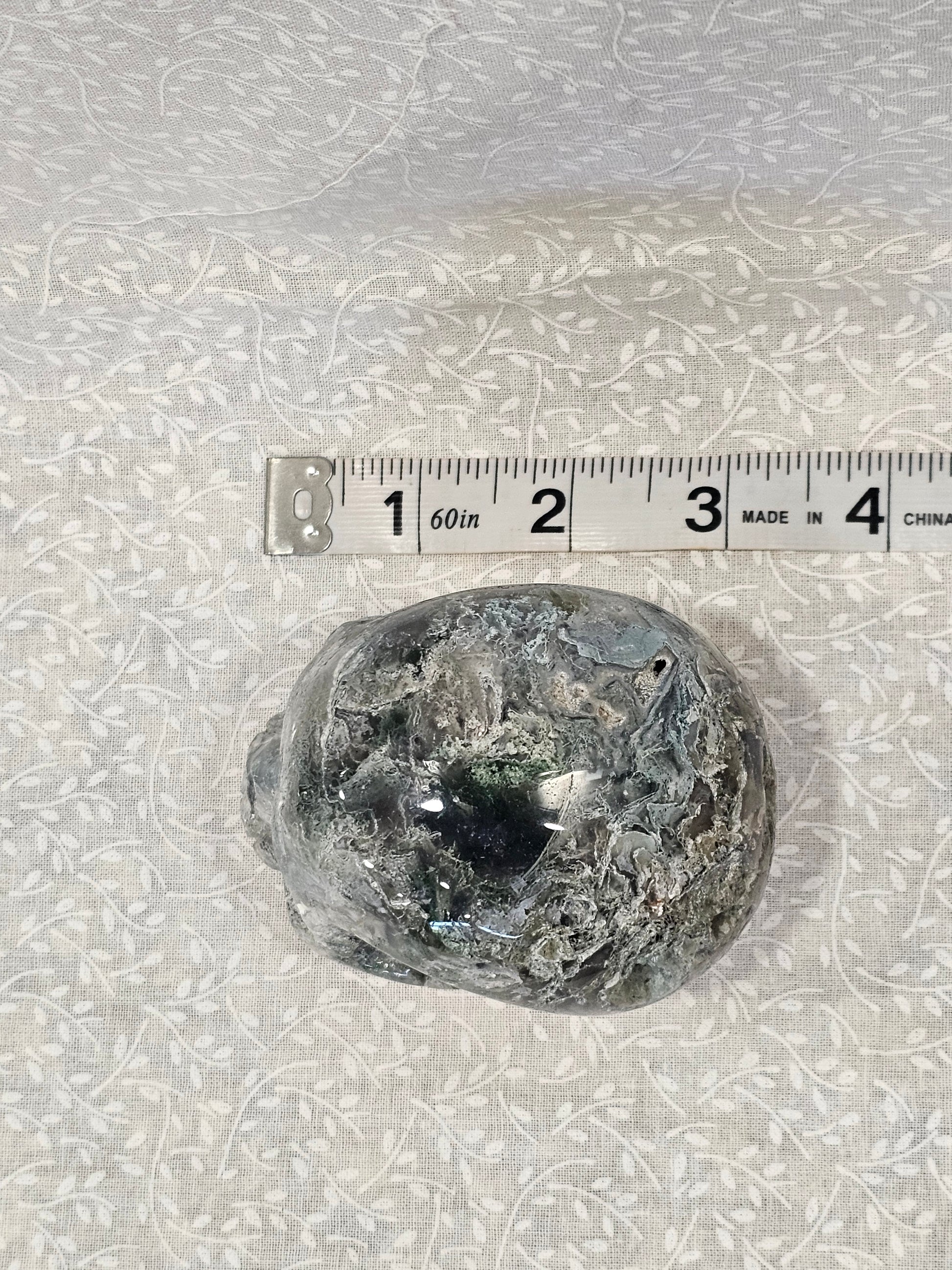 Moss Agate Crystal Skull 3.24 Inch