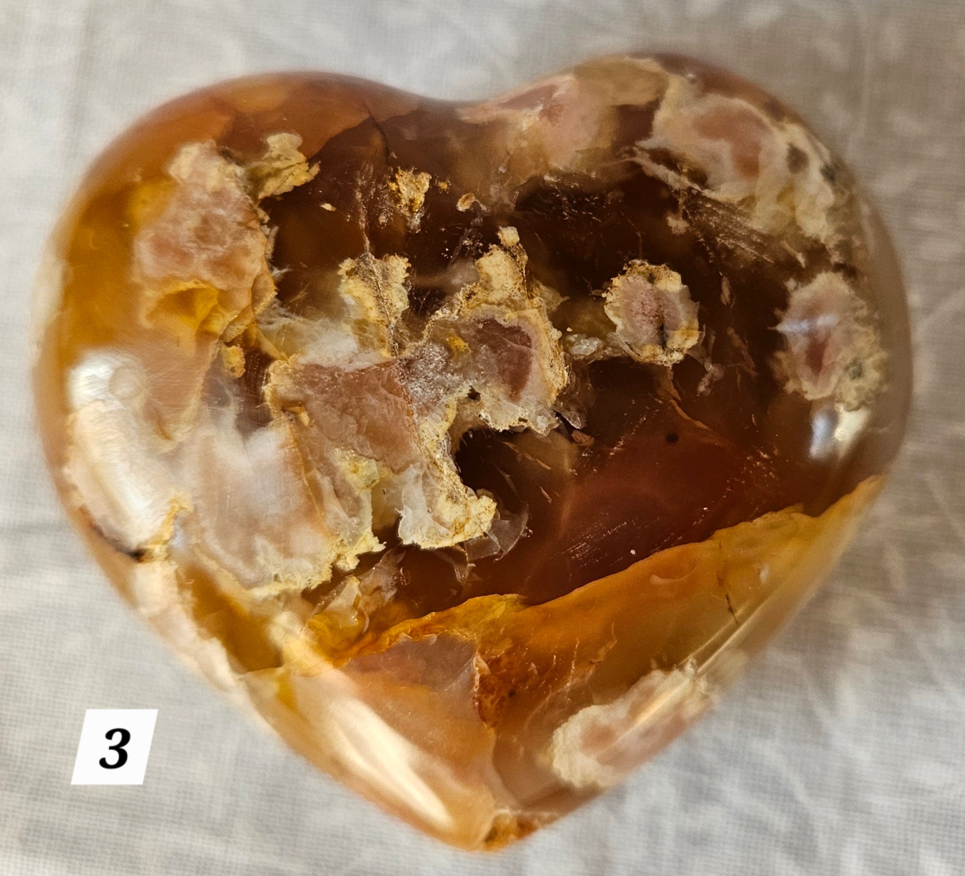 Flower Agate Crystal Heart 2.2 Inch with Druzy
