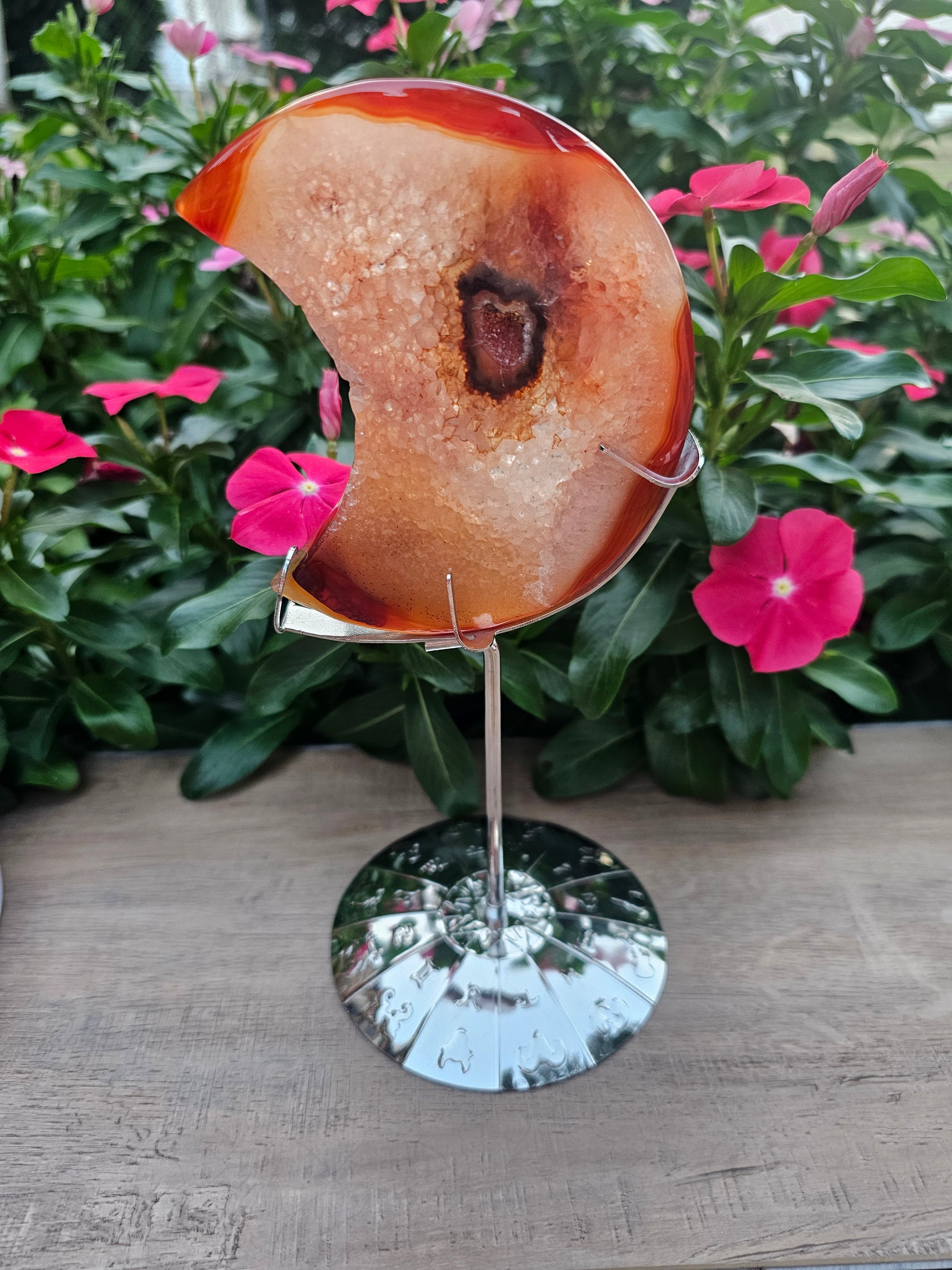 Carnelian Crystal Moon on Stand