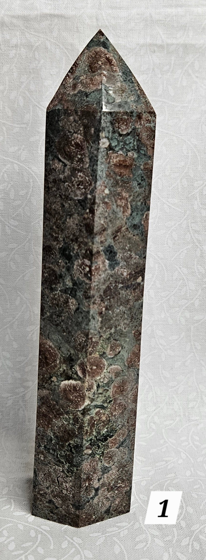 Green & Brown Flower Agate Crystal Tower 5.75 Inch