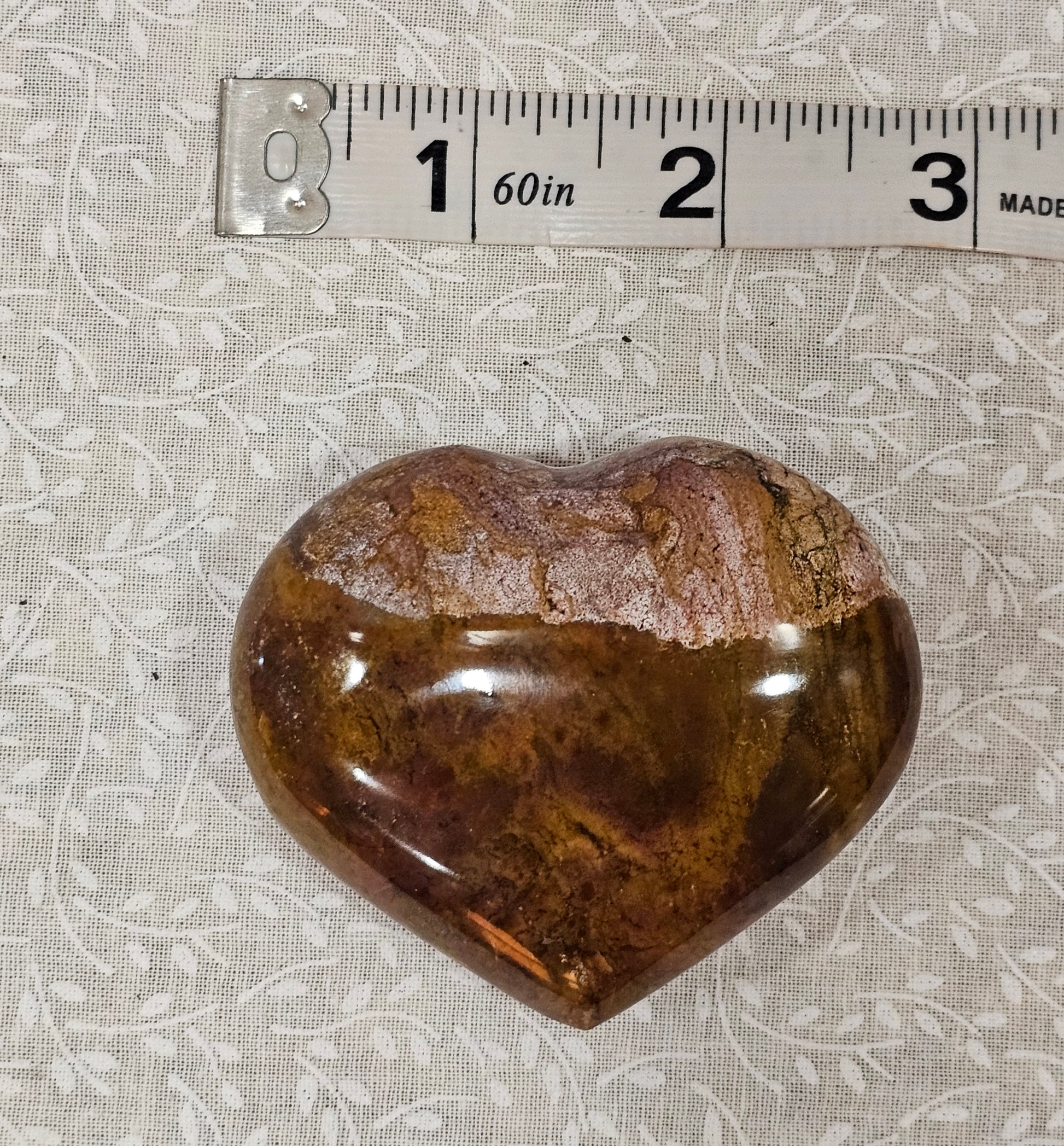 Ocean Jasper Crystal Heart 3 Inch Wide
