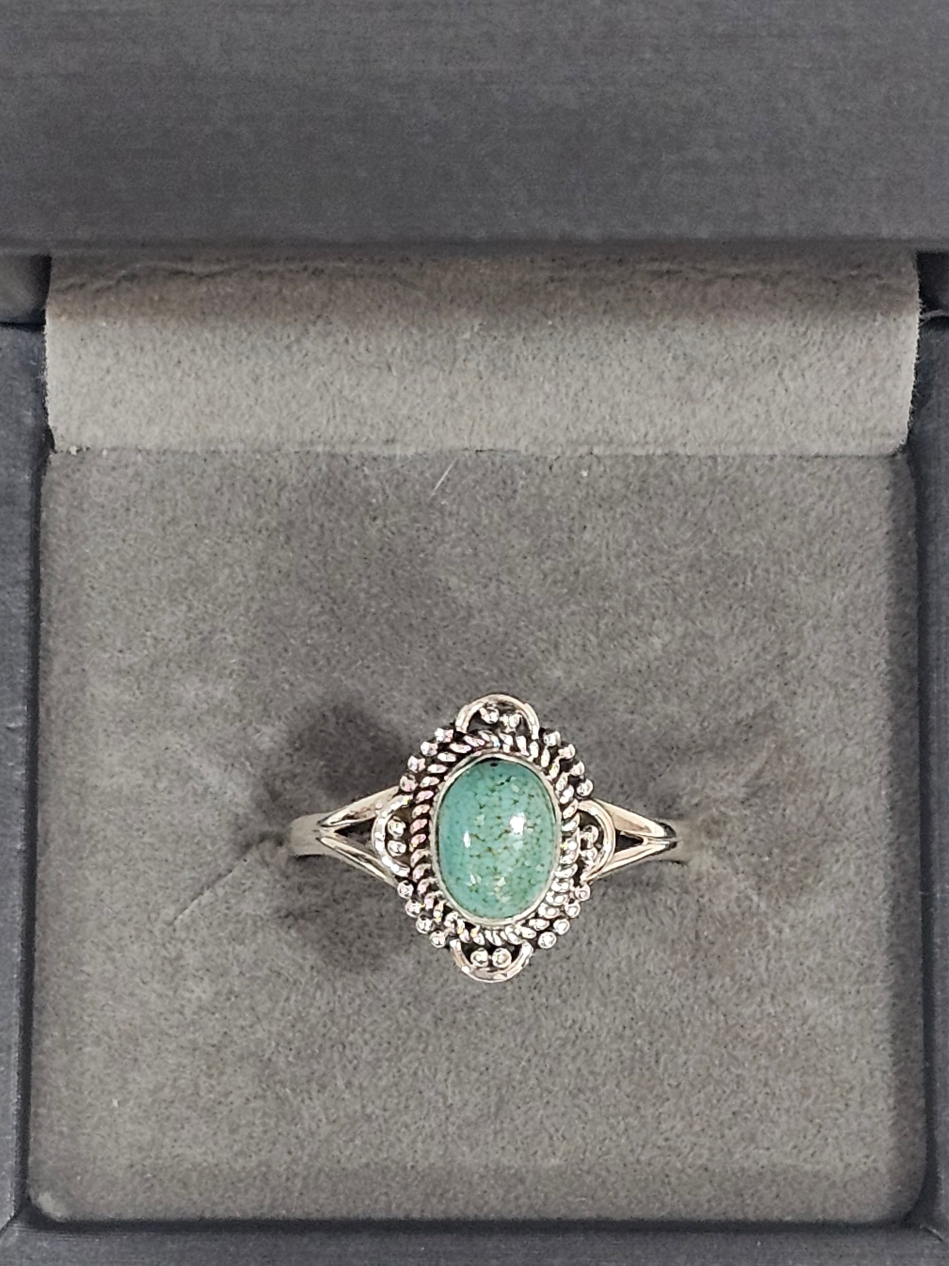 Sterling Silver Turquoise Gemstone Ring 10.5