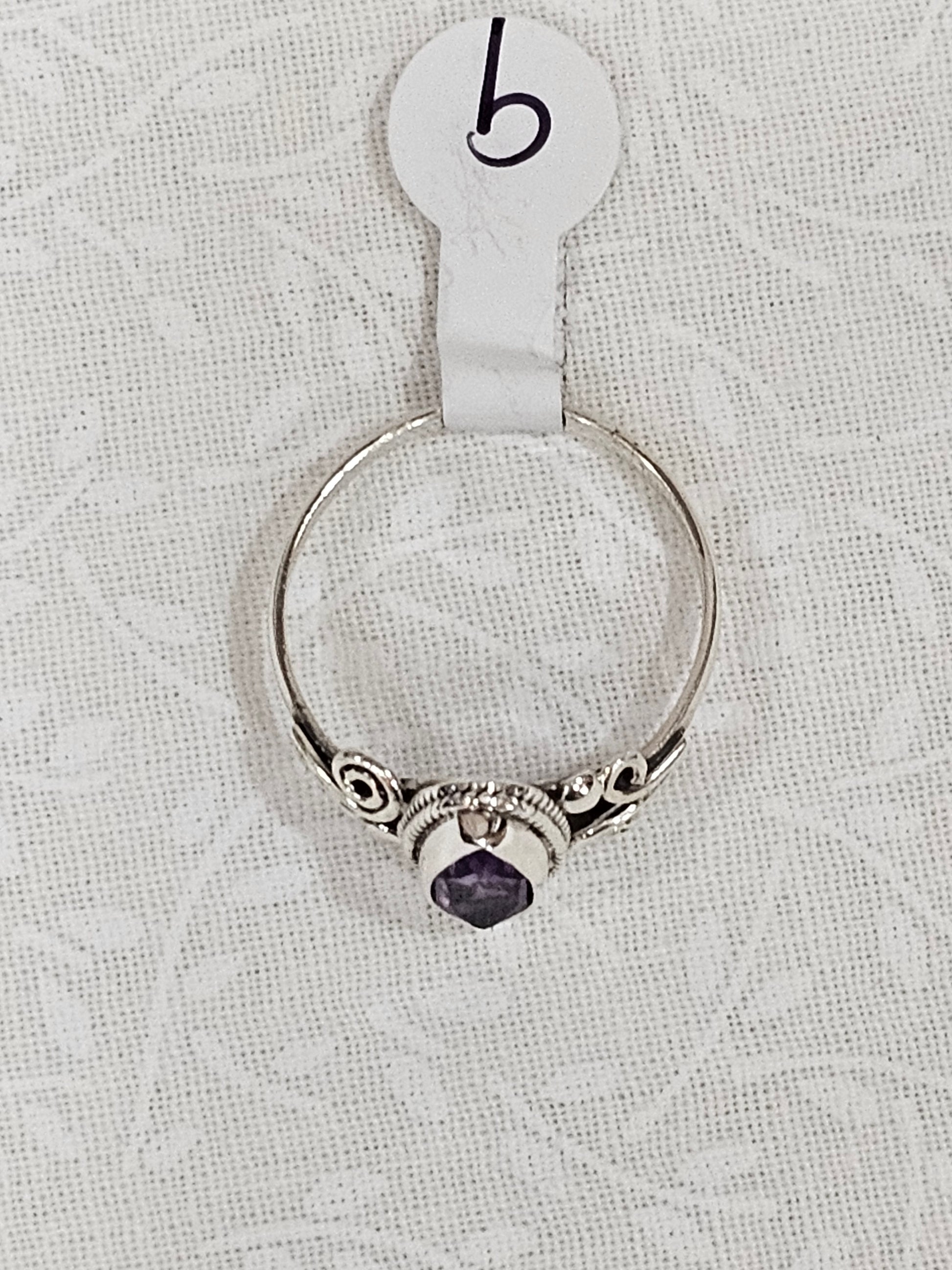 Sterling Silver Amethyst Gemstone Ring February Birthstone - Size 9