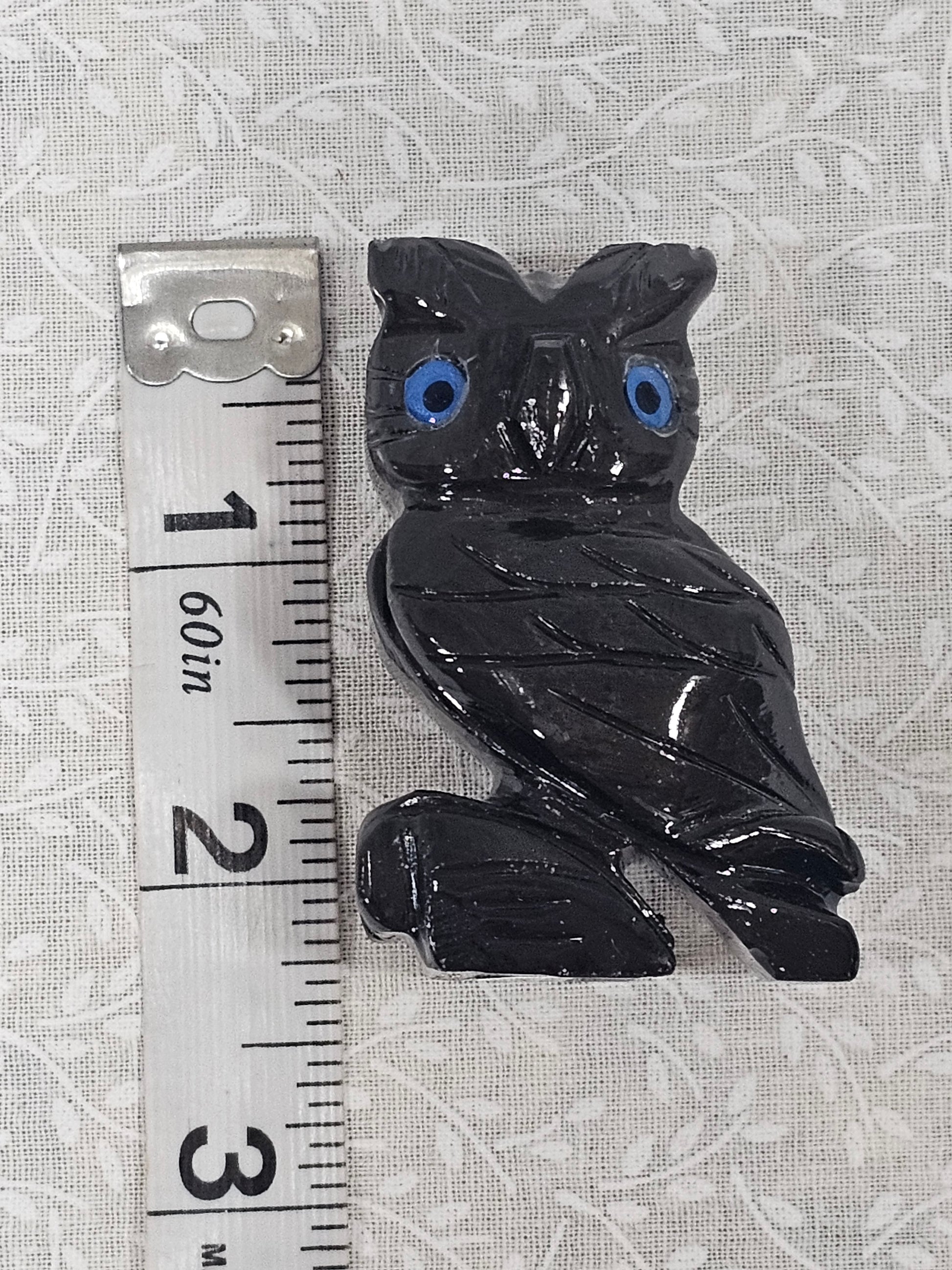 Black Obsidian Crystal Owl 2.25 Inch