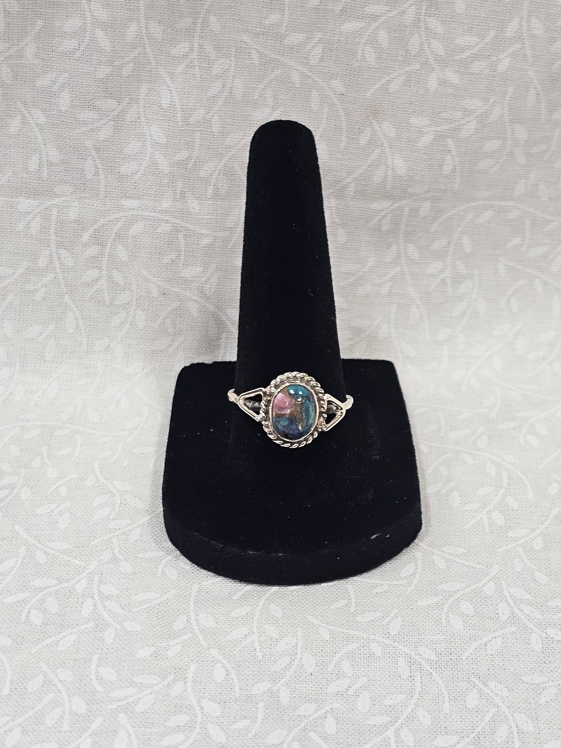 Sterling Silver Dahlia Turquoise Ring - Size 8