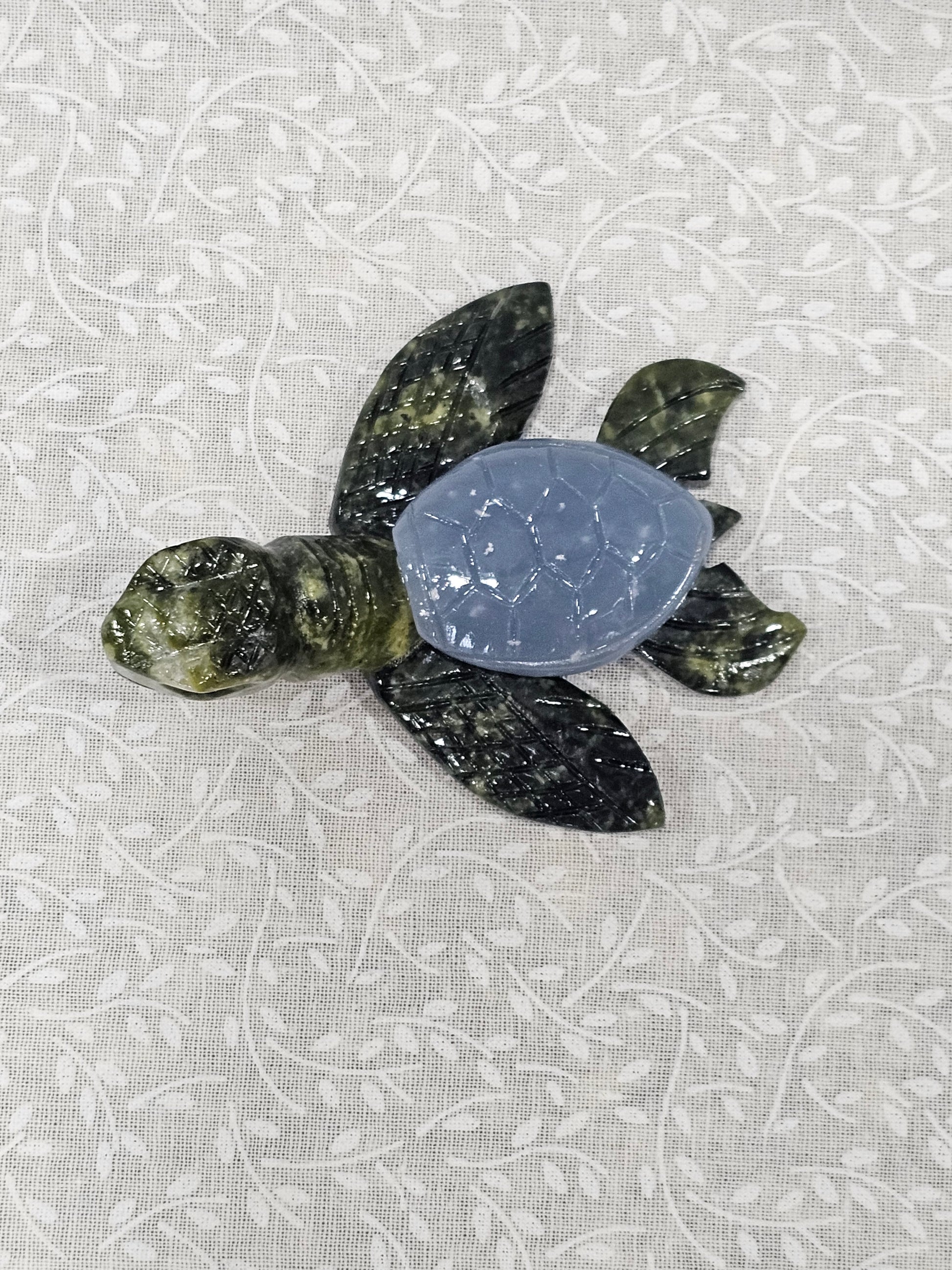 Serpentine & Angelite Crystal Turtle