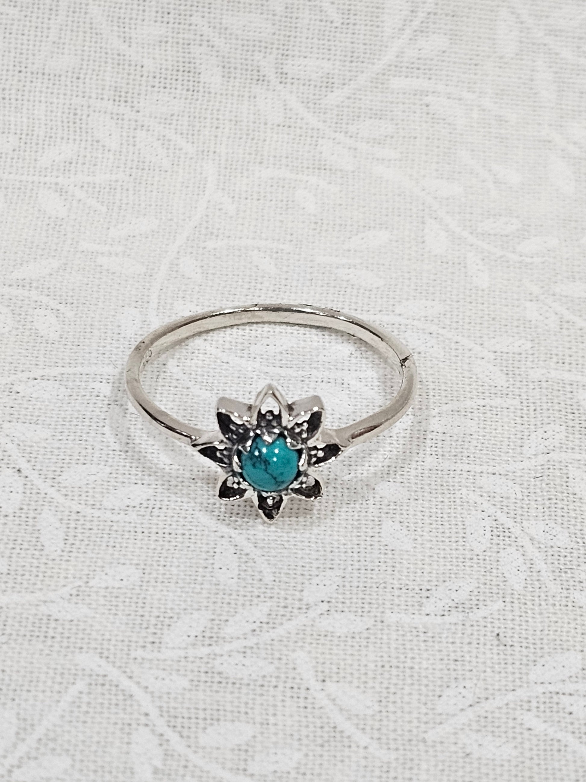Sterling Silver Turquoise Gemstone Ring Premium Quality - Size 7.5