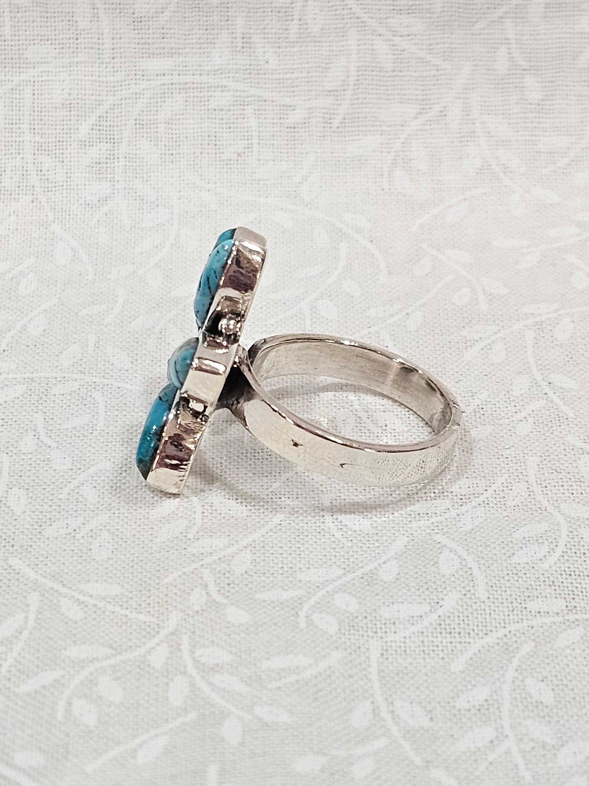 Sterling Silver Turquoise Gemstone Ring Adjustable
