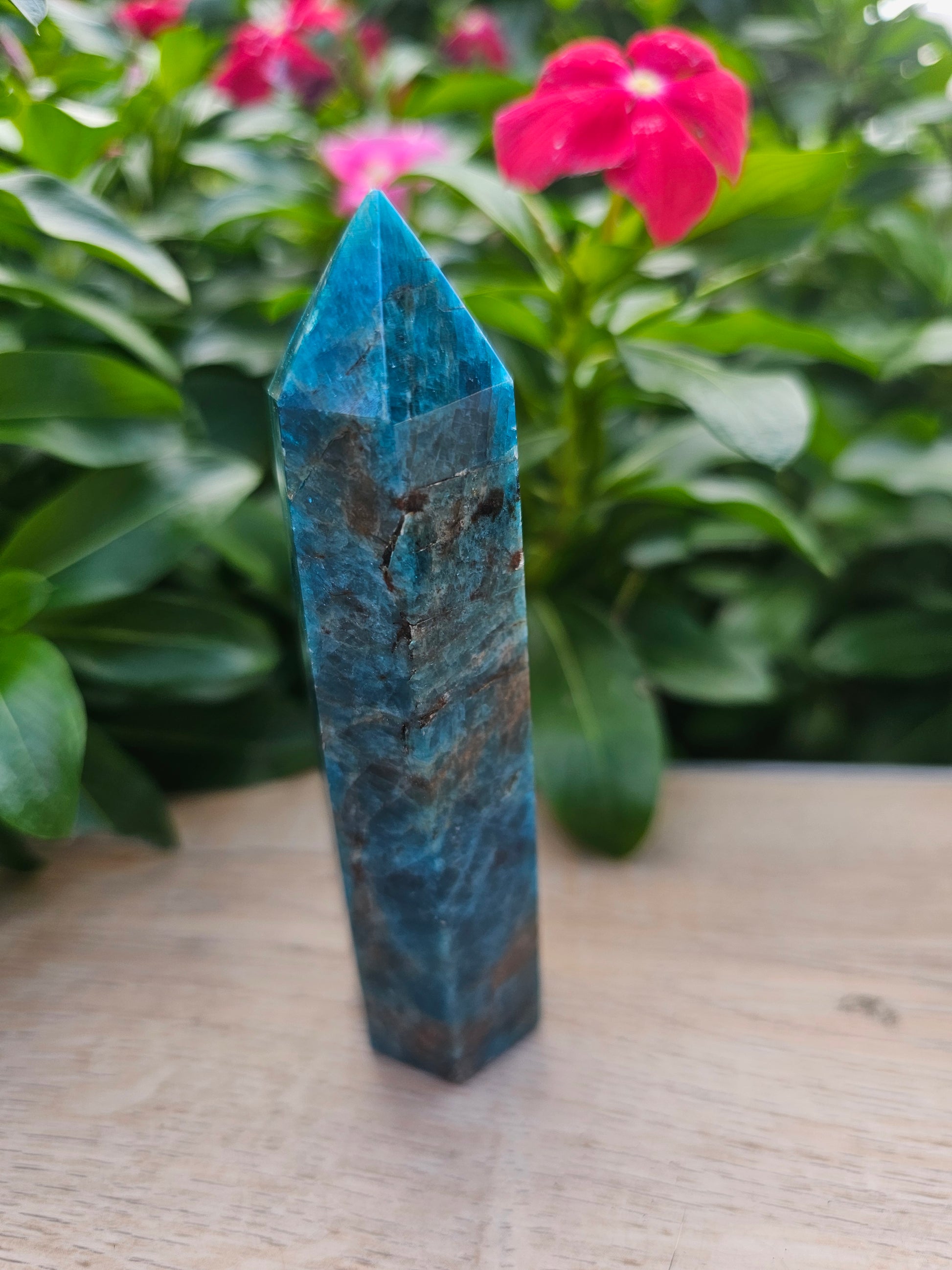 Blue Apatite Crystal Tower - 4 Inch Natural Stone Point