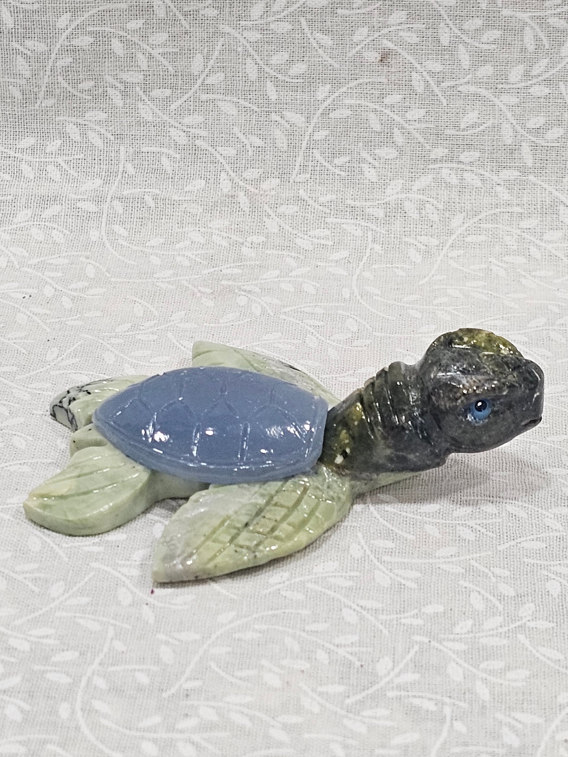 Serpentine & Angelite Crystal Turtle 3 Inch
