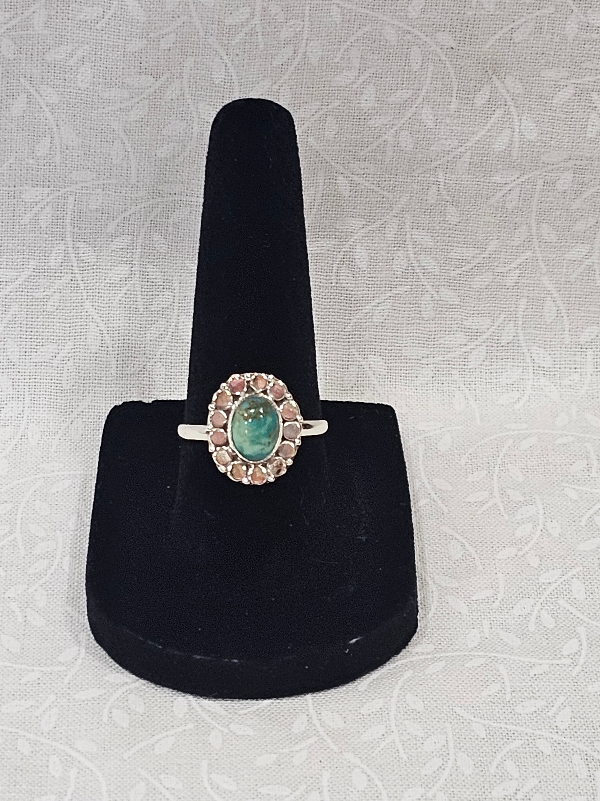 Sterling Silver Turquoise Gemstone Ring Southwestern Style - Size 7
