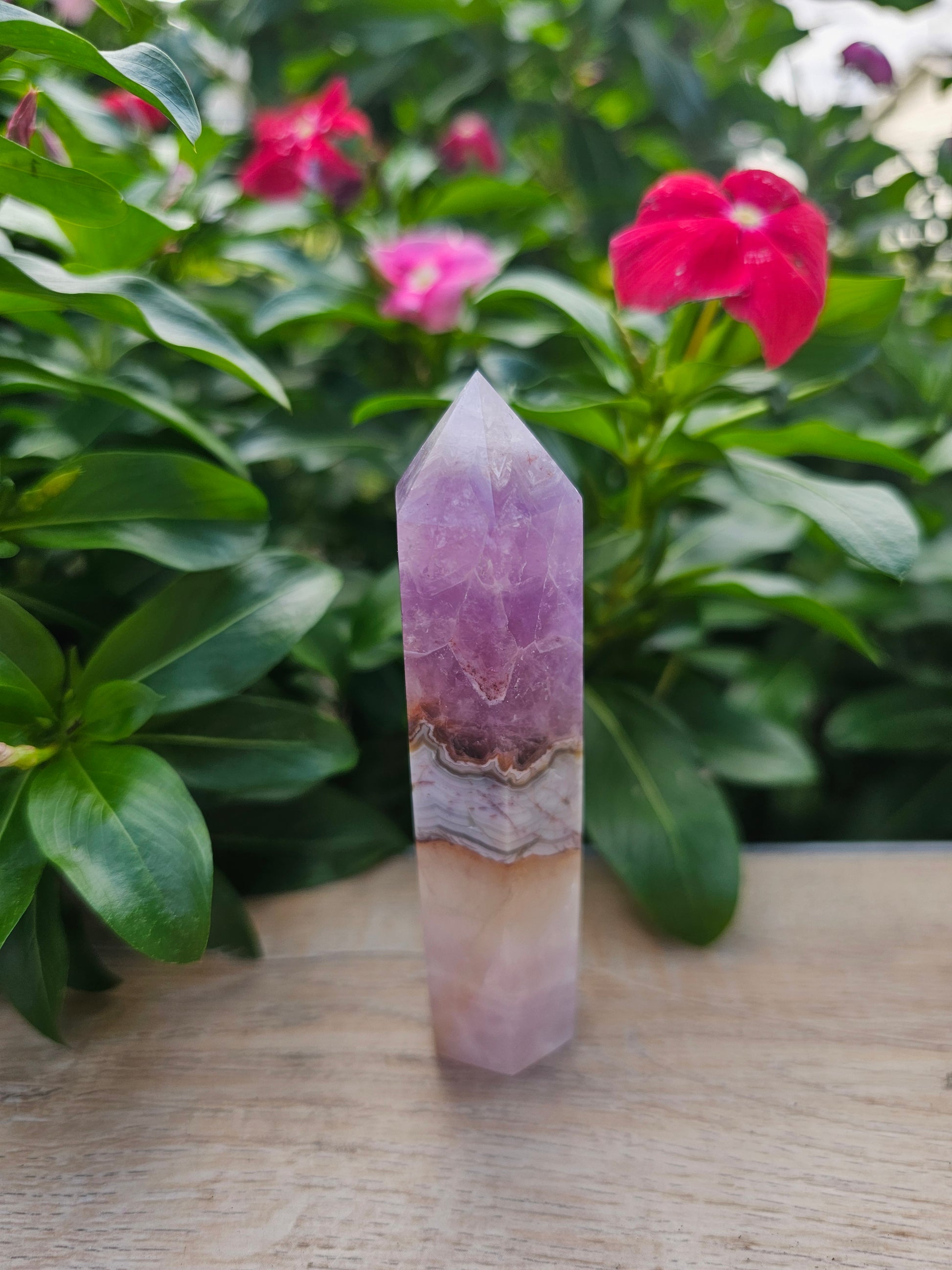 Amethyst Crazy Lace Agate Crystal Tower - Natural Healing Stone