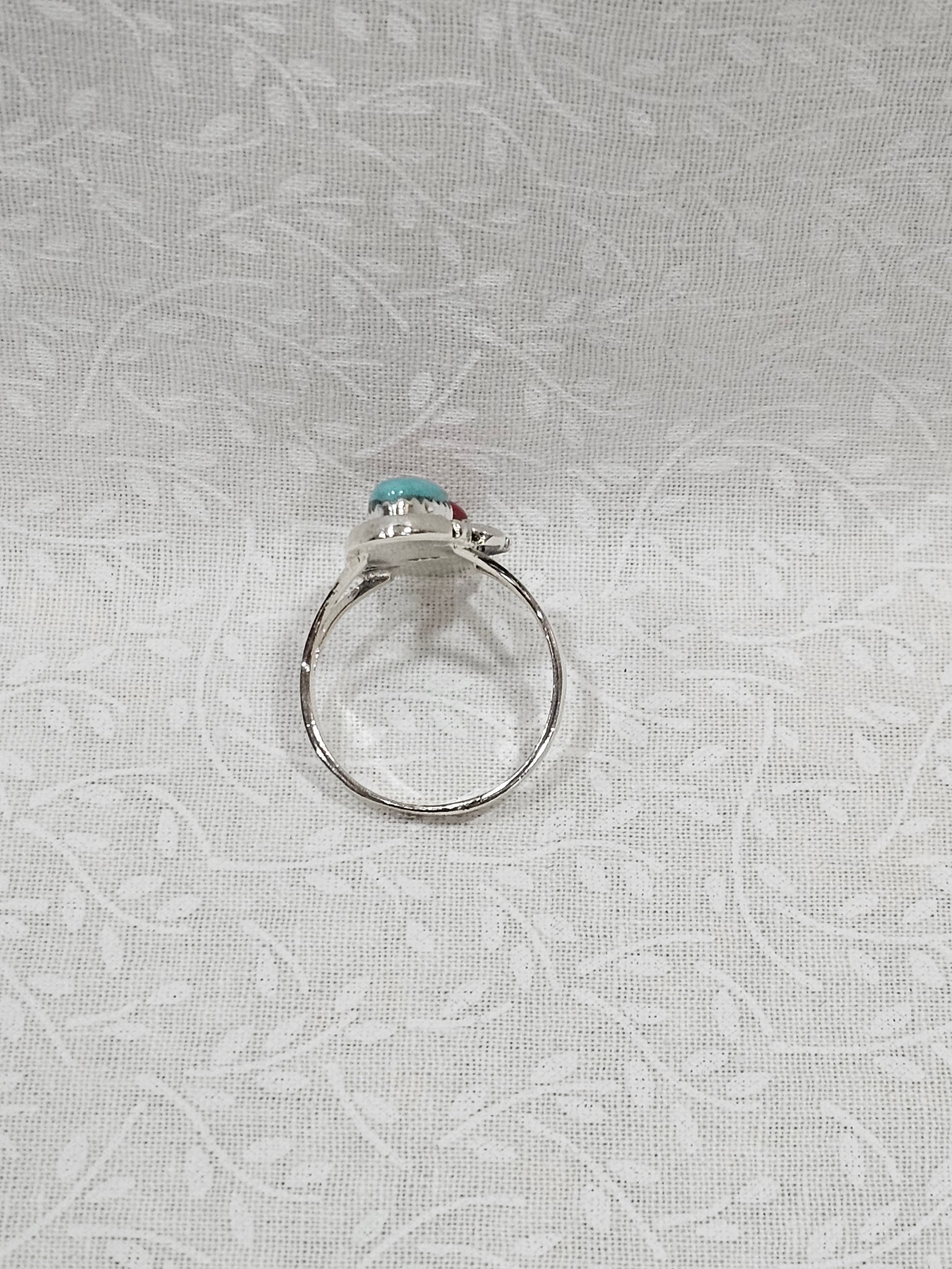 Sterling Silver Red & Blue Turquoise Ring - Size 8.5