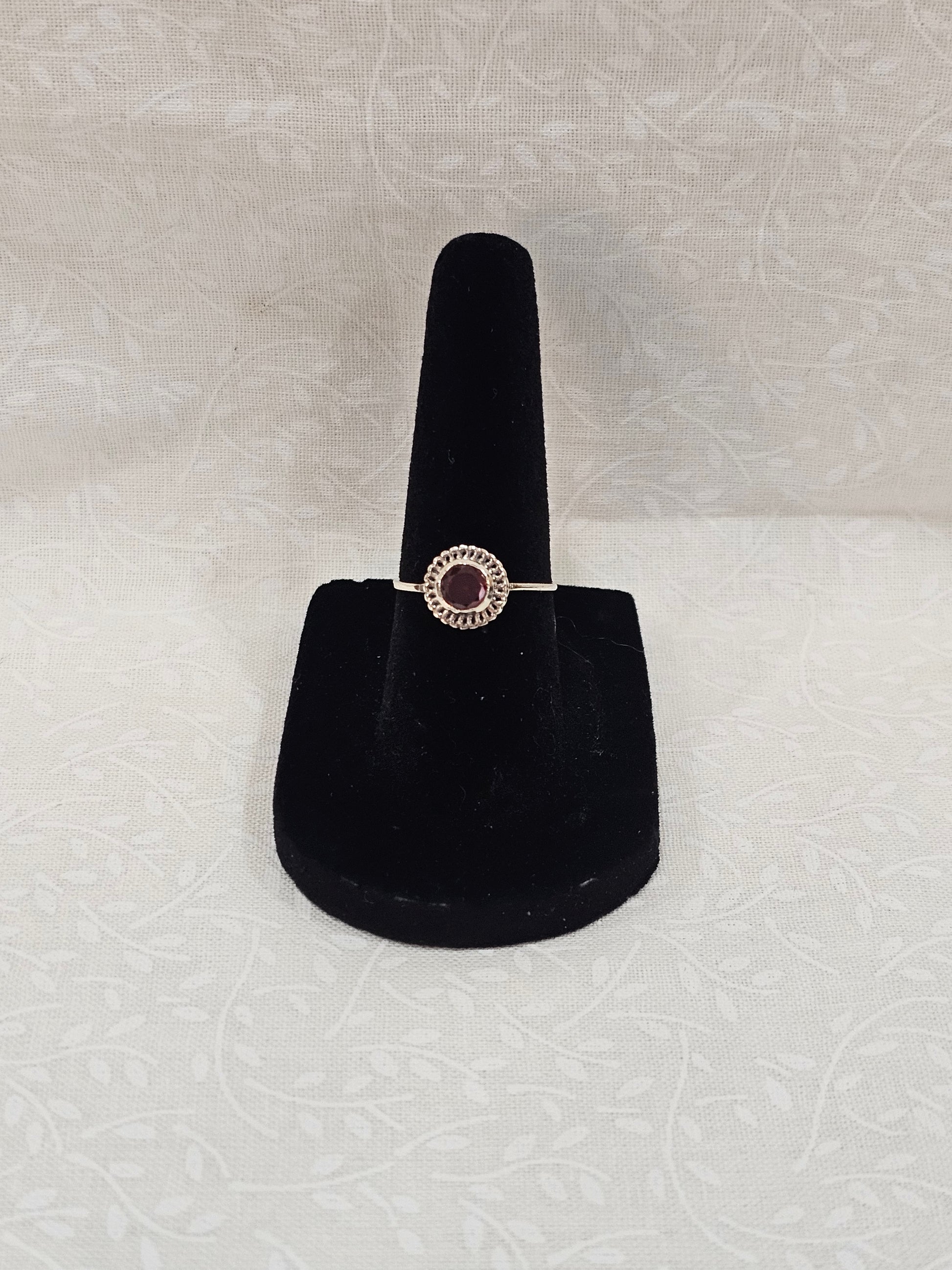Sterling Silver Amber Gemstone Ring - Size 5.5