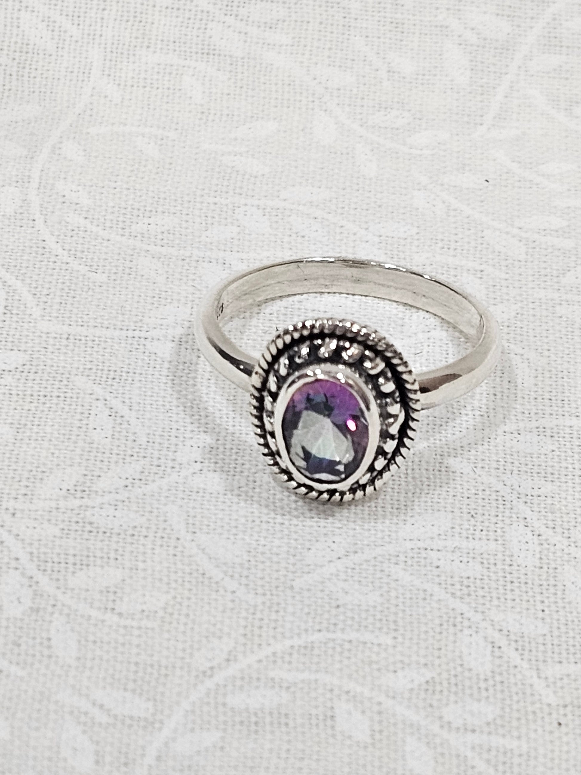 Mystic Topaz Sterling Silver Ring Size 7.5 - Rainbow Energy Stone